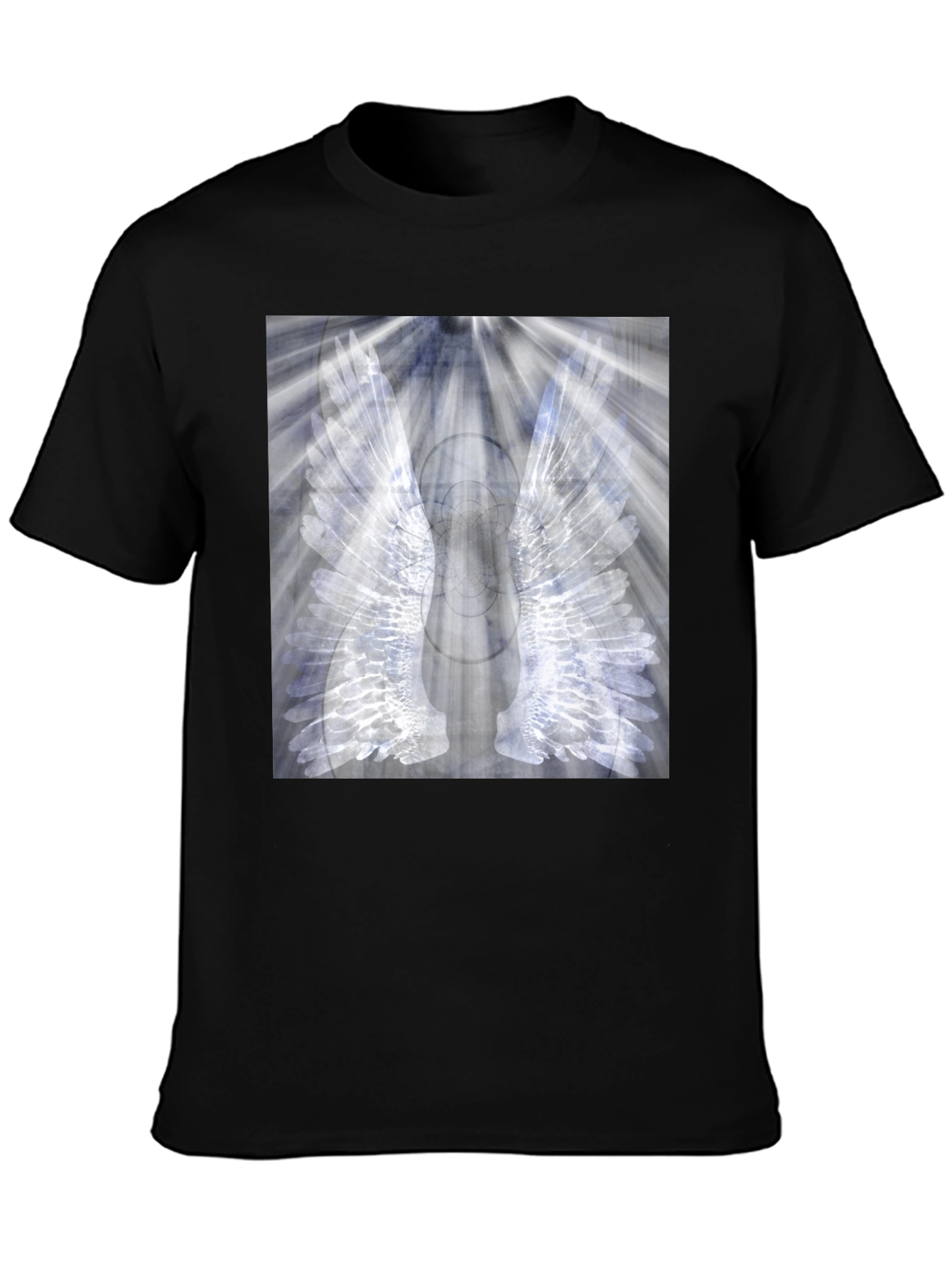 Black Wings Graphic Black T-Shirt - Unique Angel Design view 3