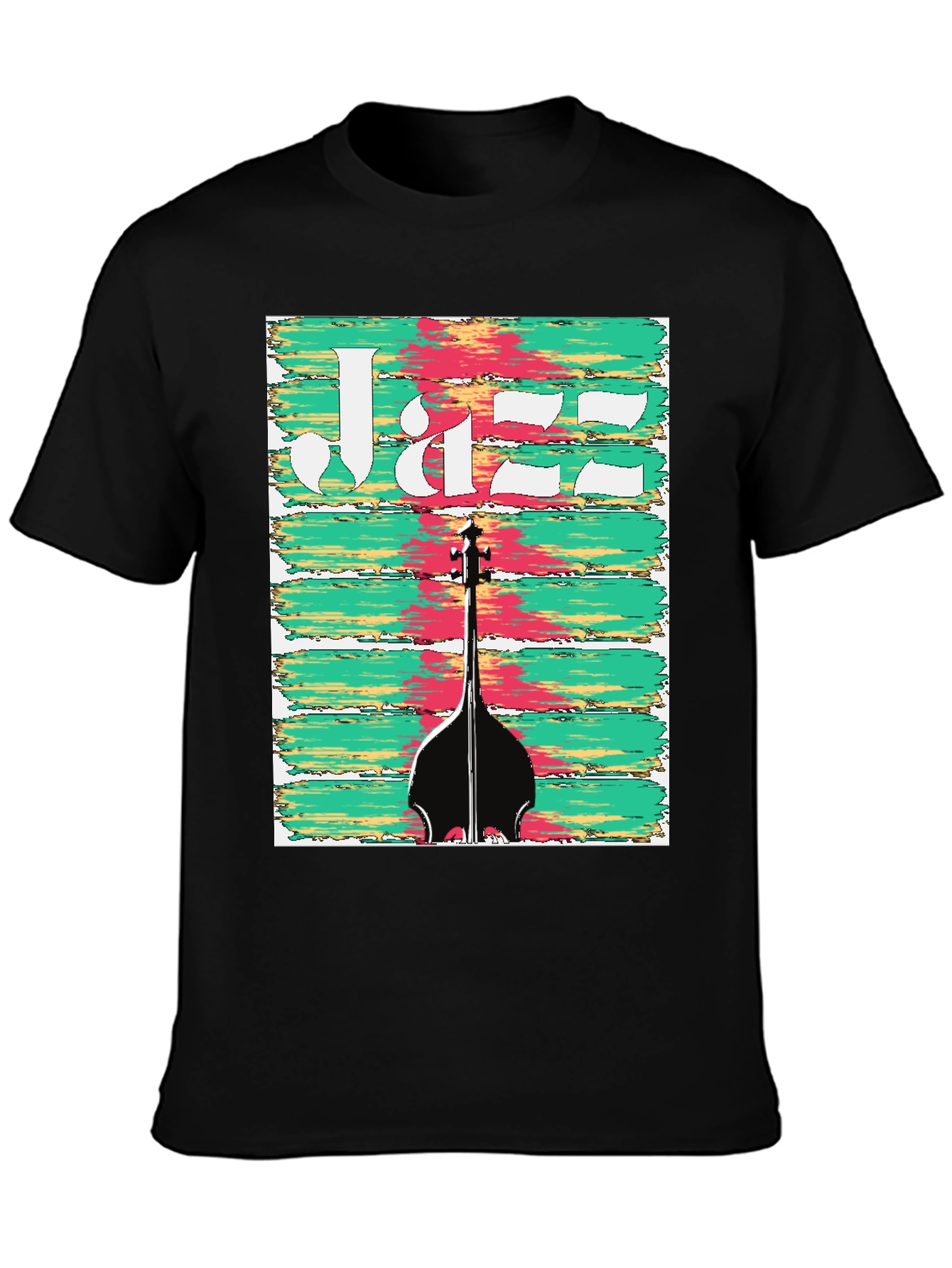 Black Jazz Bass Guitar Graphic Tee - Music Lover T-Shirt view 3
