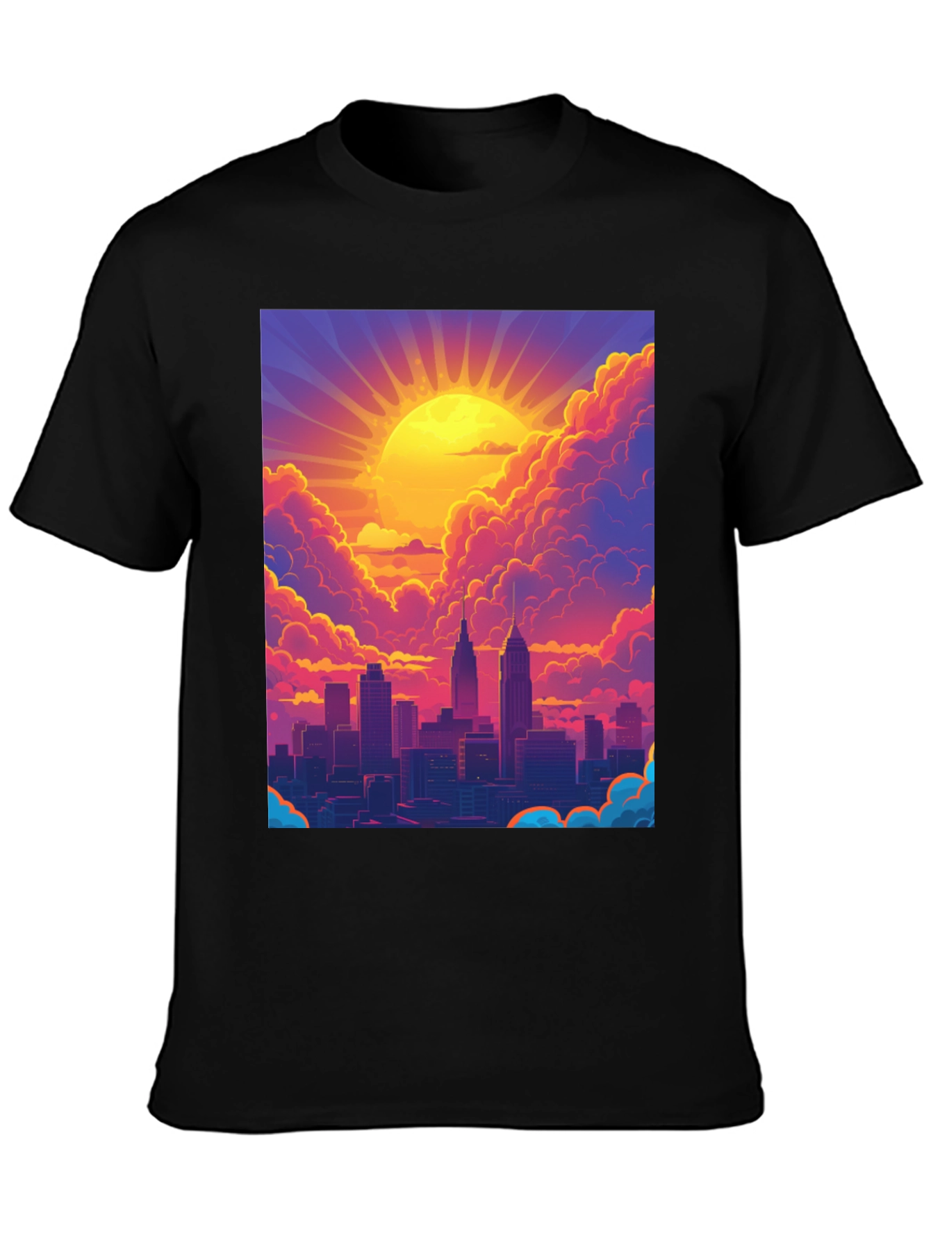 Black Sunset Cityscape Graphic Tee - Modern Style view 3