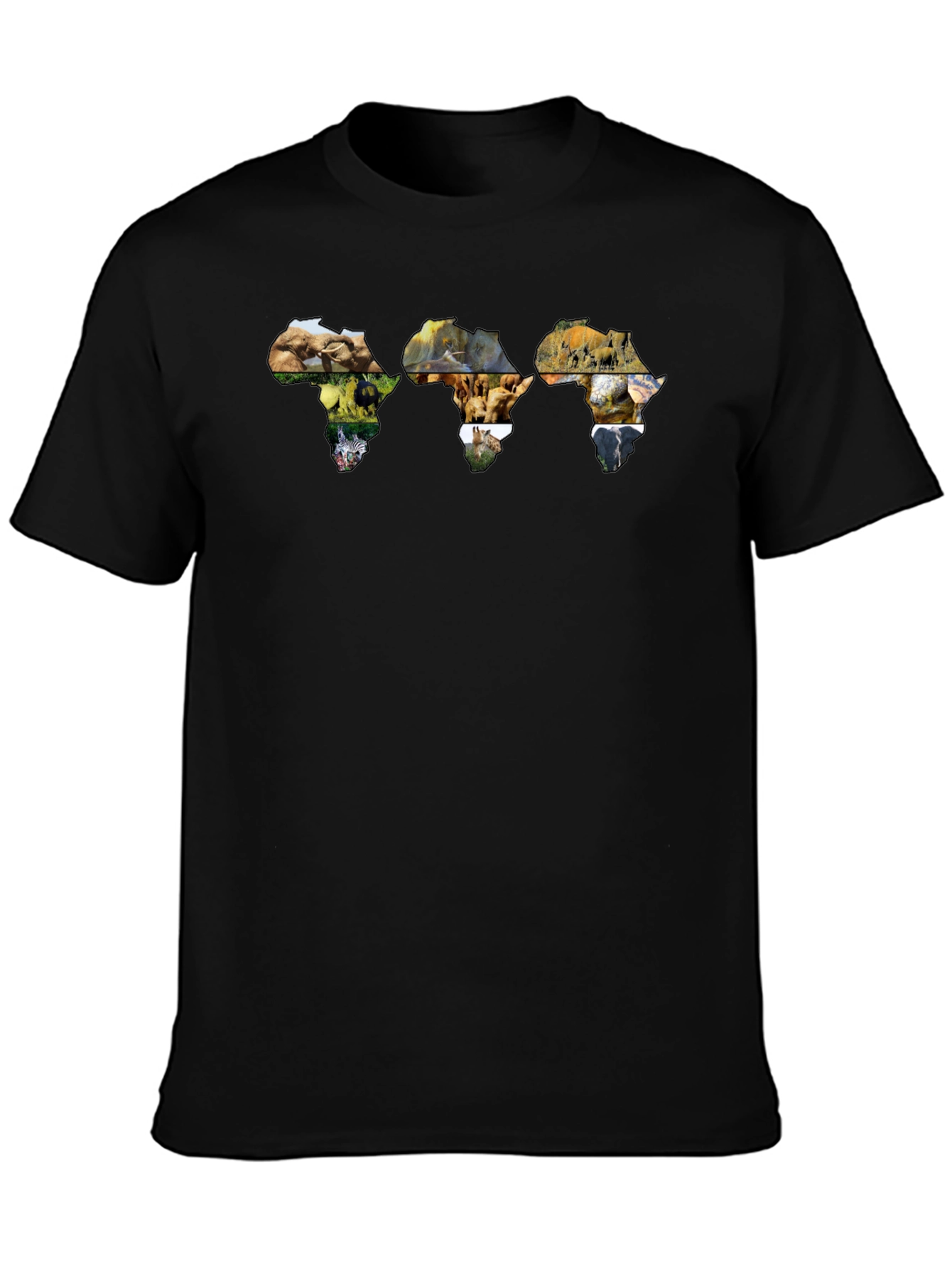 Black Africa Wildlife Print Black T-Shirt view 3