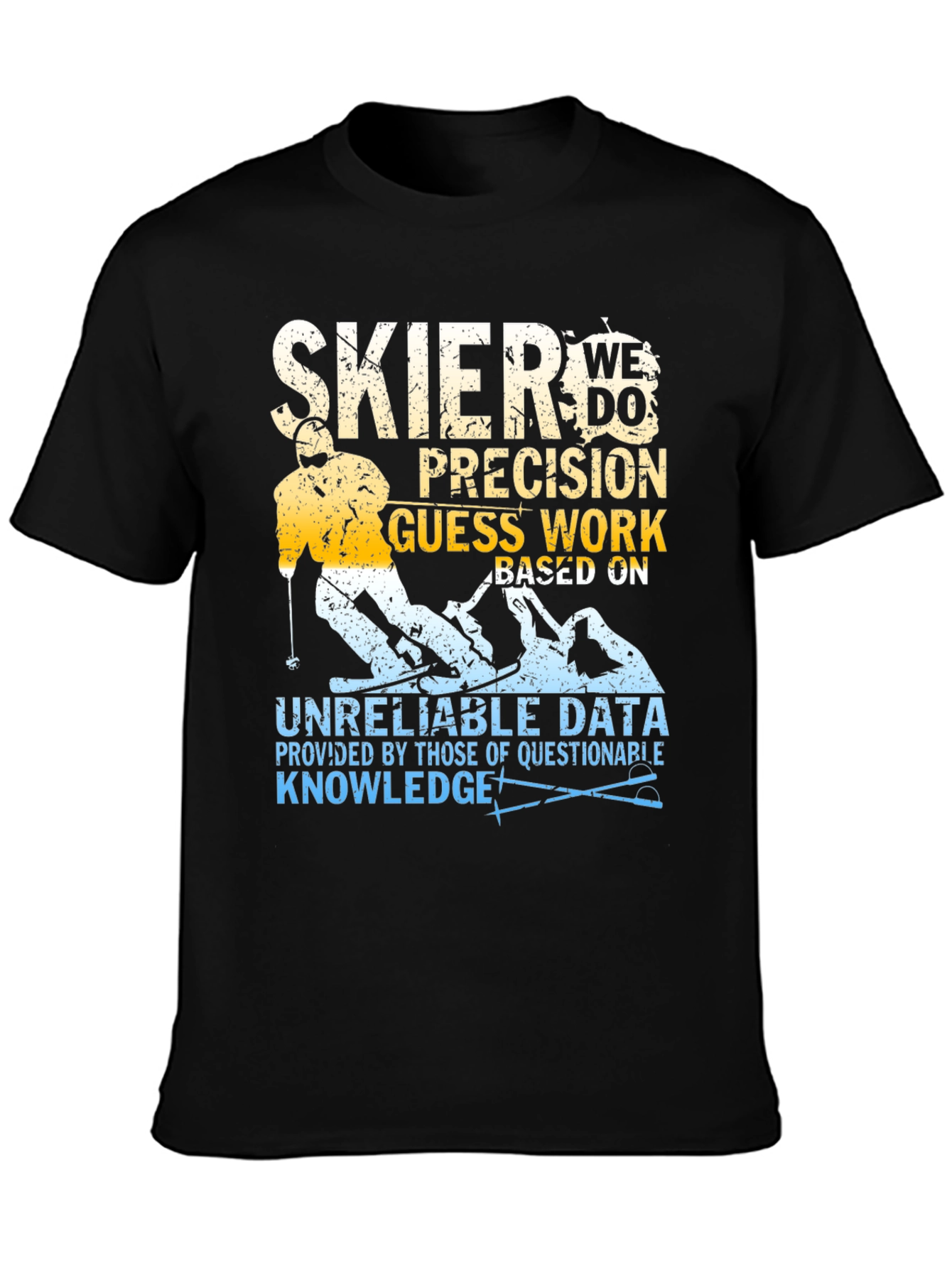 Black Funny Skier T-Shirt: Precision Guesswork Apparel view 3