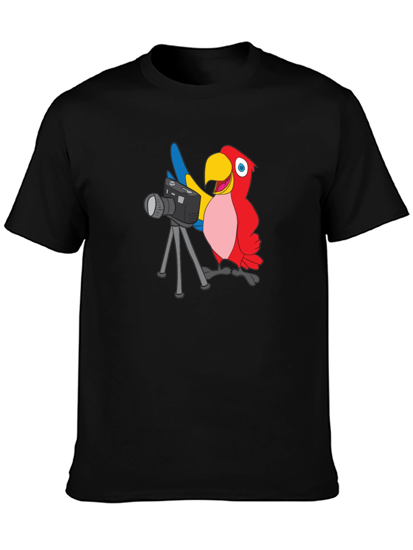Black Parrot Photographer Graphic T-Shirt - Black view 3