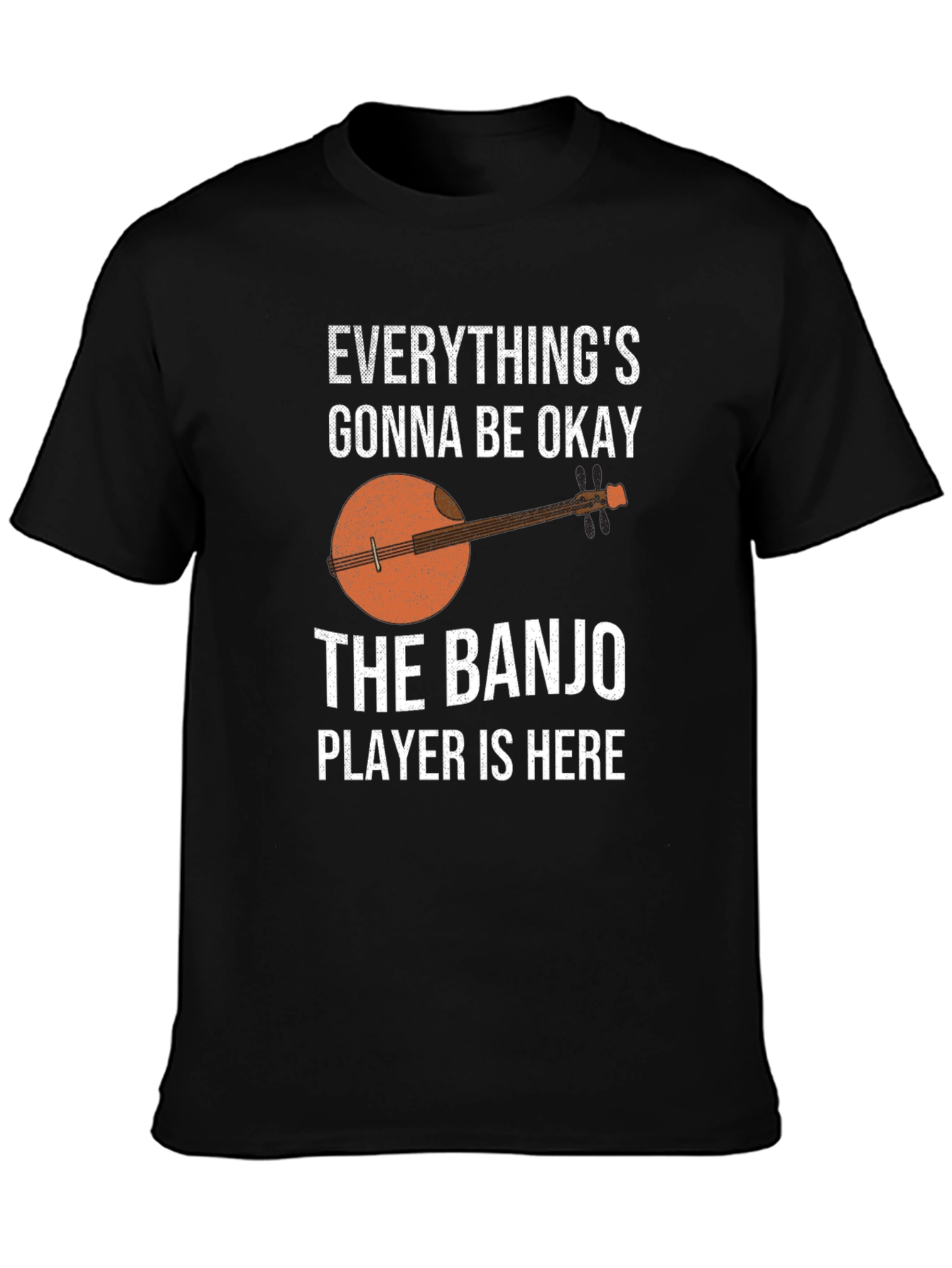 Black Banjo Player T-Shirt - Everything's Gonna Be Okay view 3