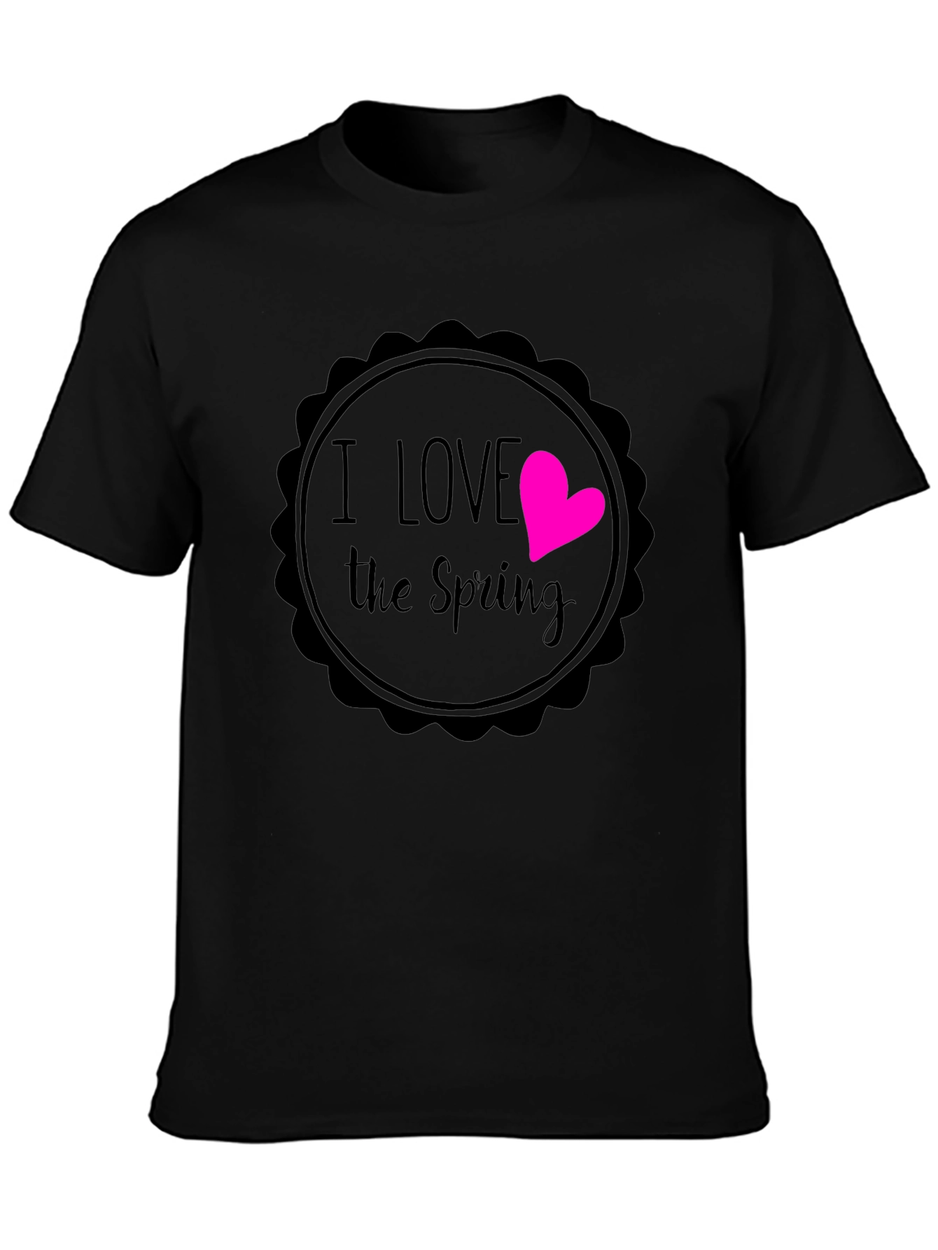 Black I Love the Spring Black Graphic T-Shirt view 3