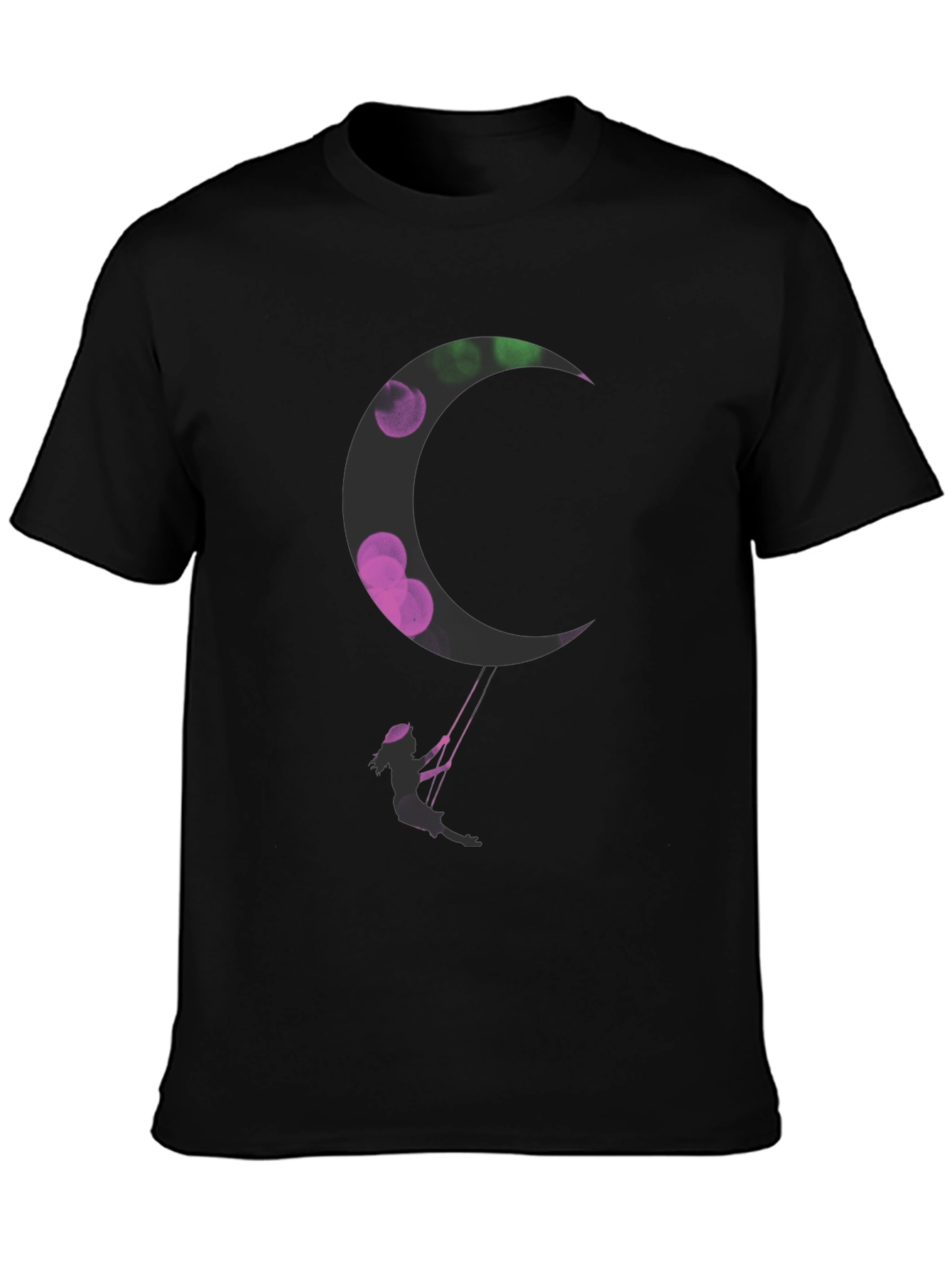 Black Silhouette Swing Moon Graphic Tee view 3