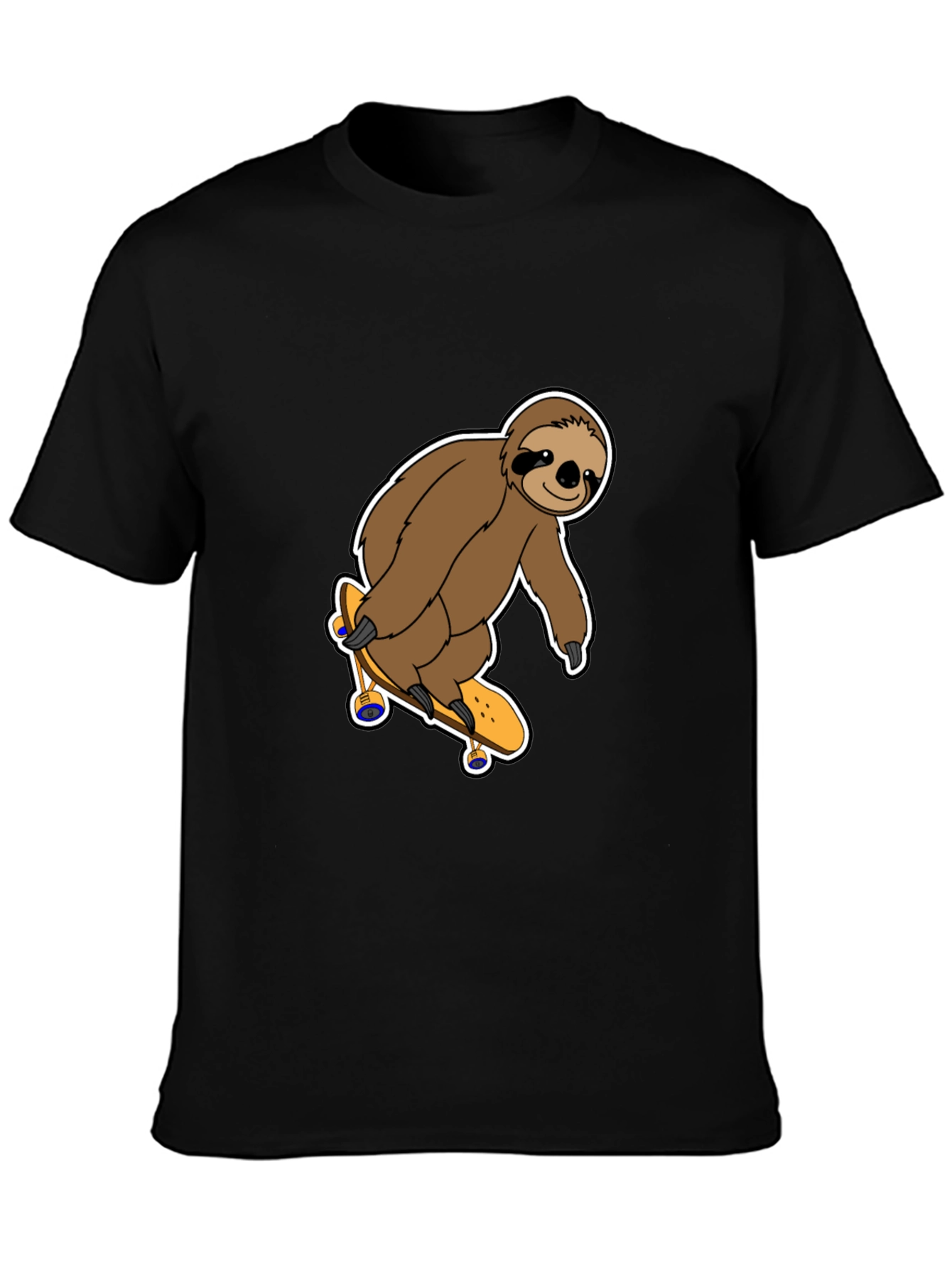 Black Sloth Skateboarder Graphic T-Shirt - Fun & Casual Tee view 3