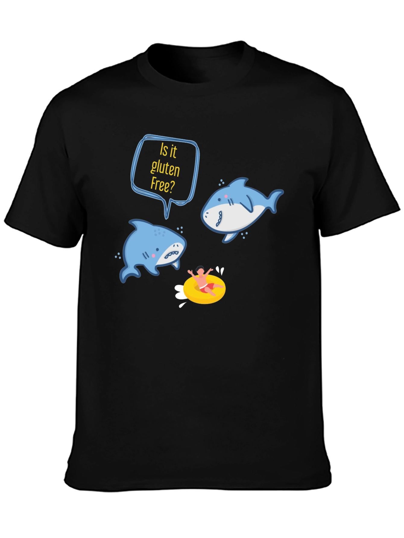 Black Is it Gluten Free Shark T-Shirt view 3