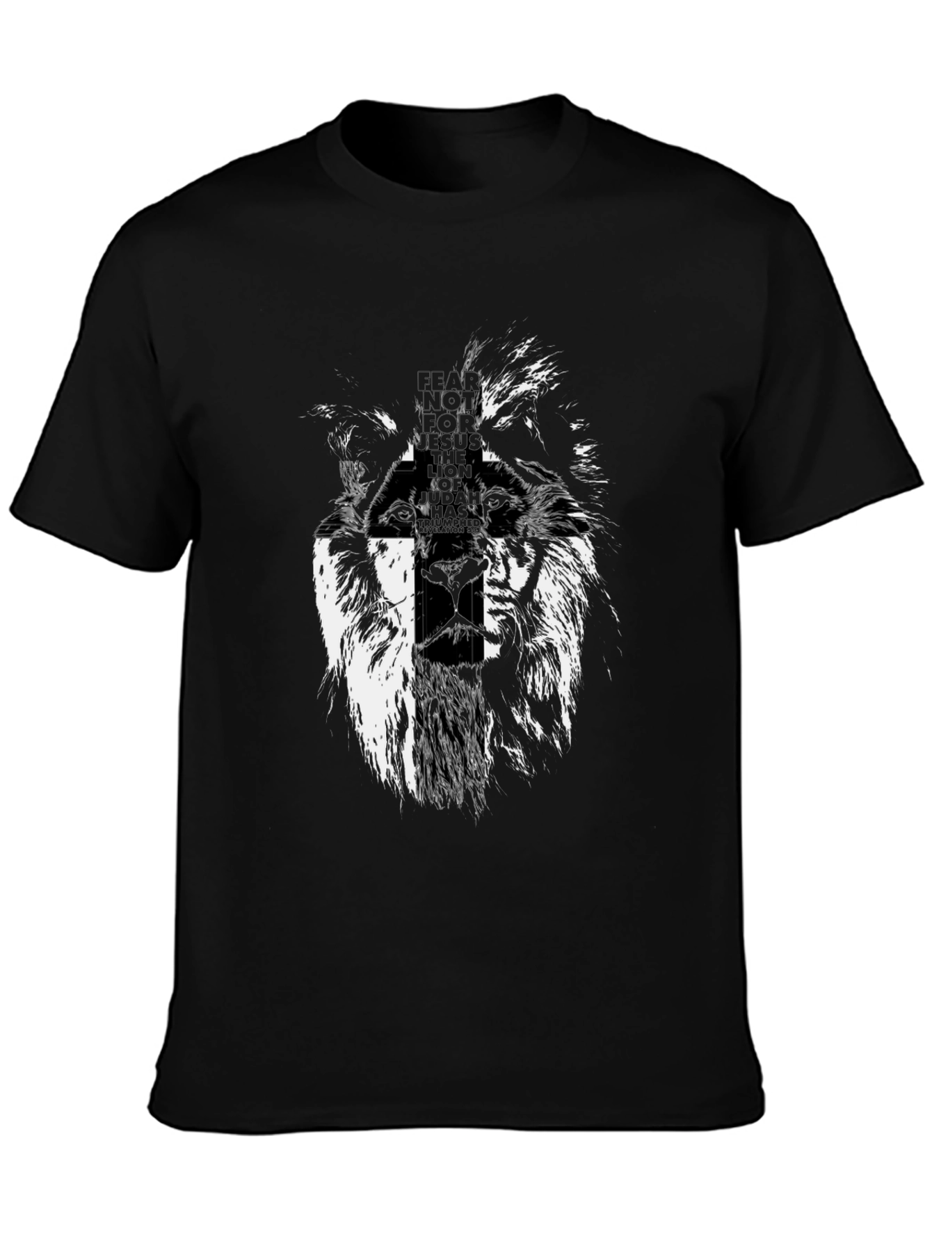 Black Lion Graphic Print Black T-Shirt for Men view 3