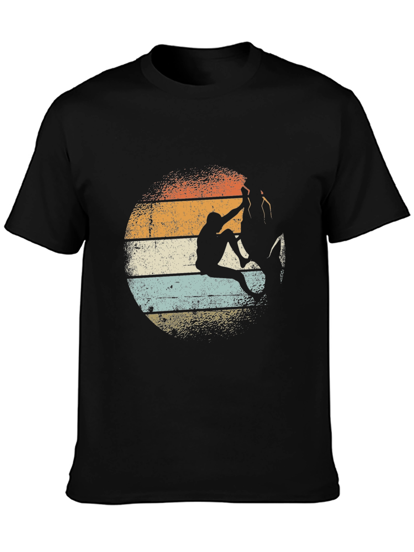 Black Retro Rock Climbing T-Shirt - Vintage Style Climber Tee view 3