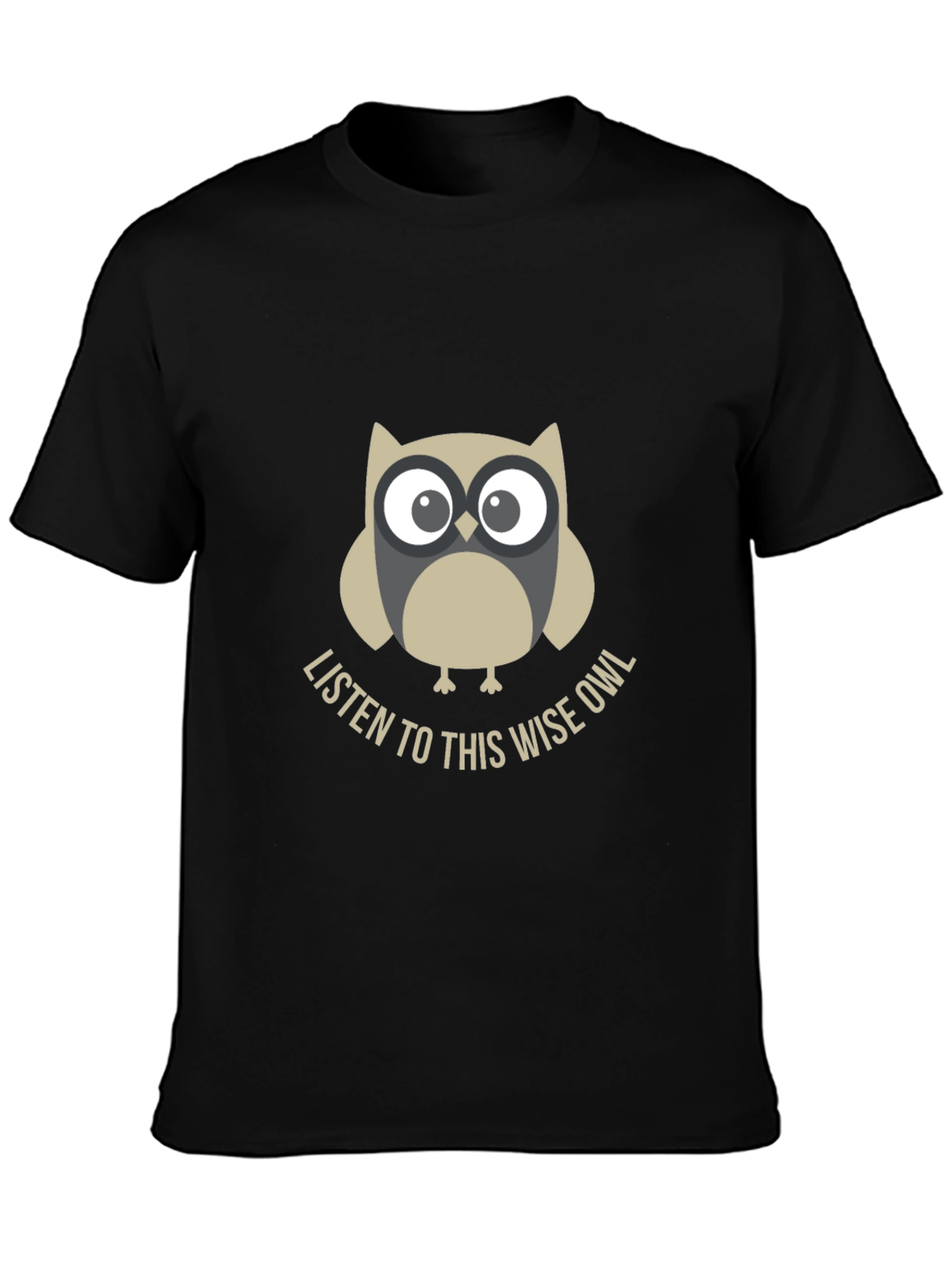 Black Wise Owl Graphic Tee - Listen To This Owl T-Shirt view 3