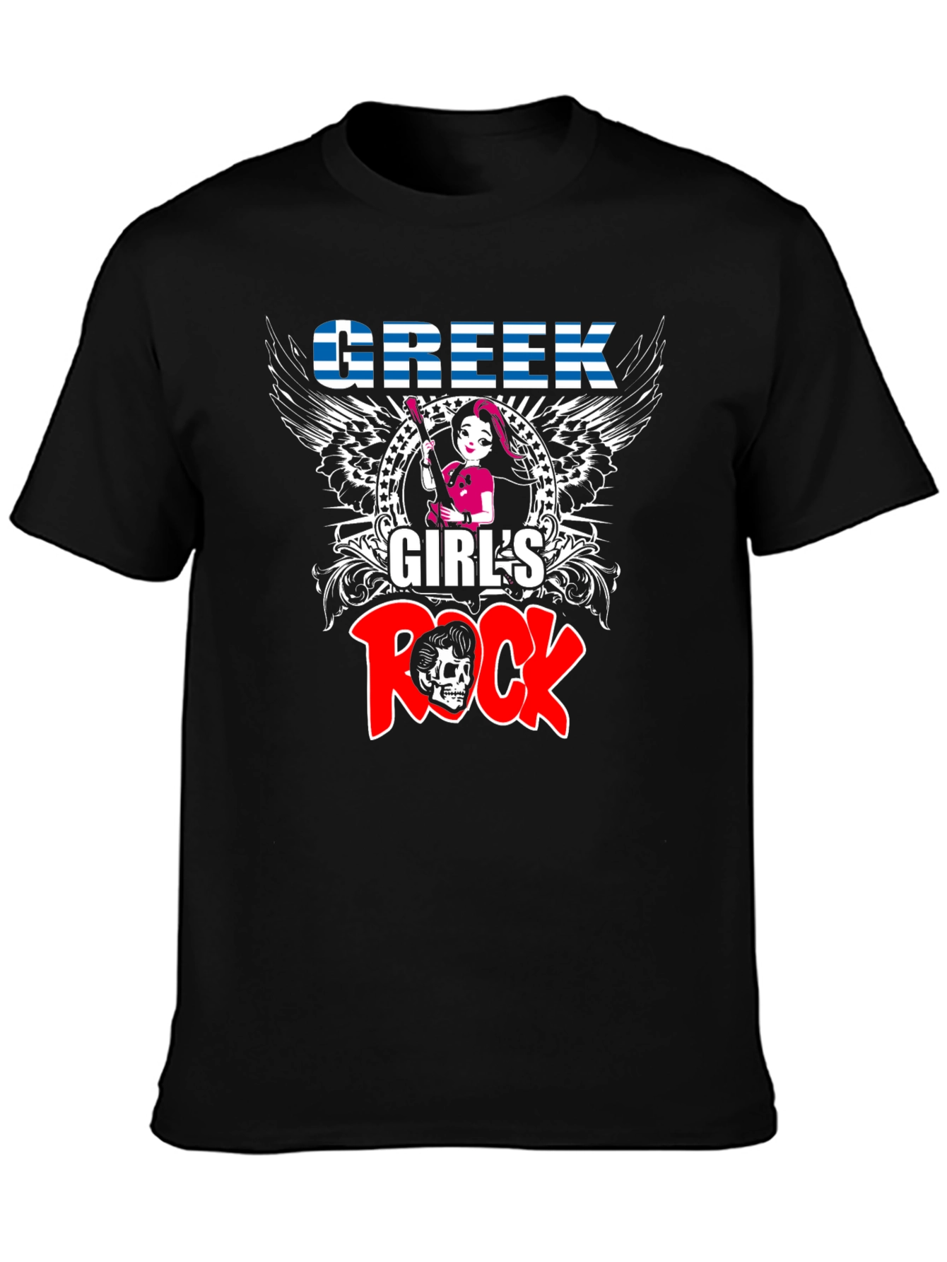 Black Greek Girl's Rock T-Shirt view 3