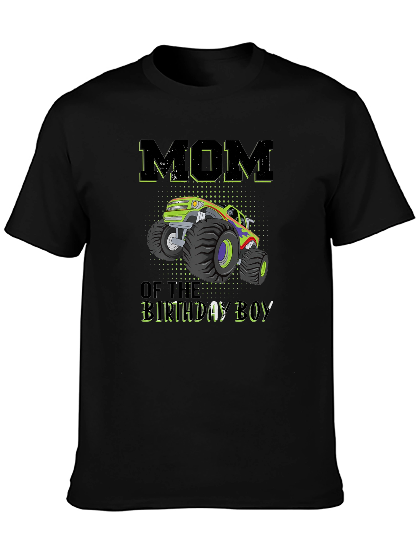 Black Mom of the Birthday Boy Monster Truck T-Shirt view 3