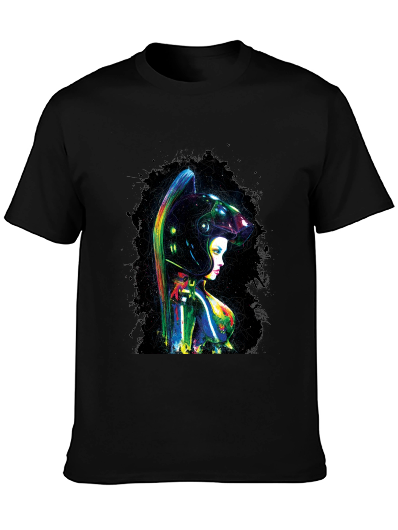 Black Cyberpunk Girl T-Shirt view 3