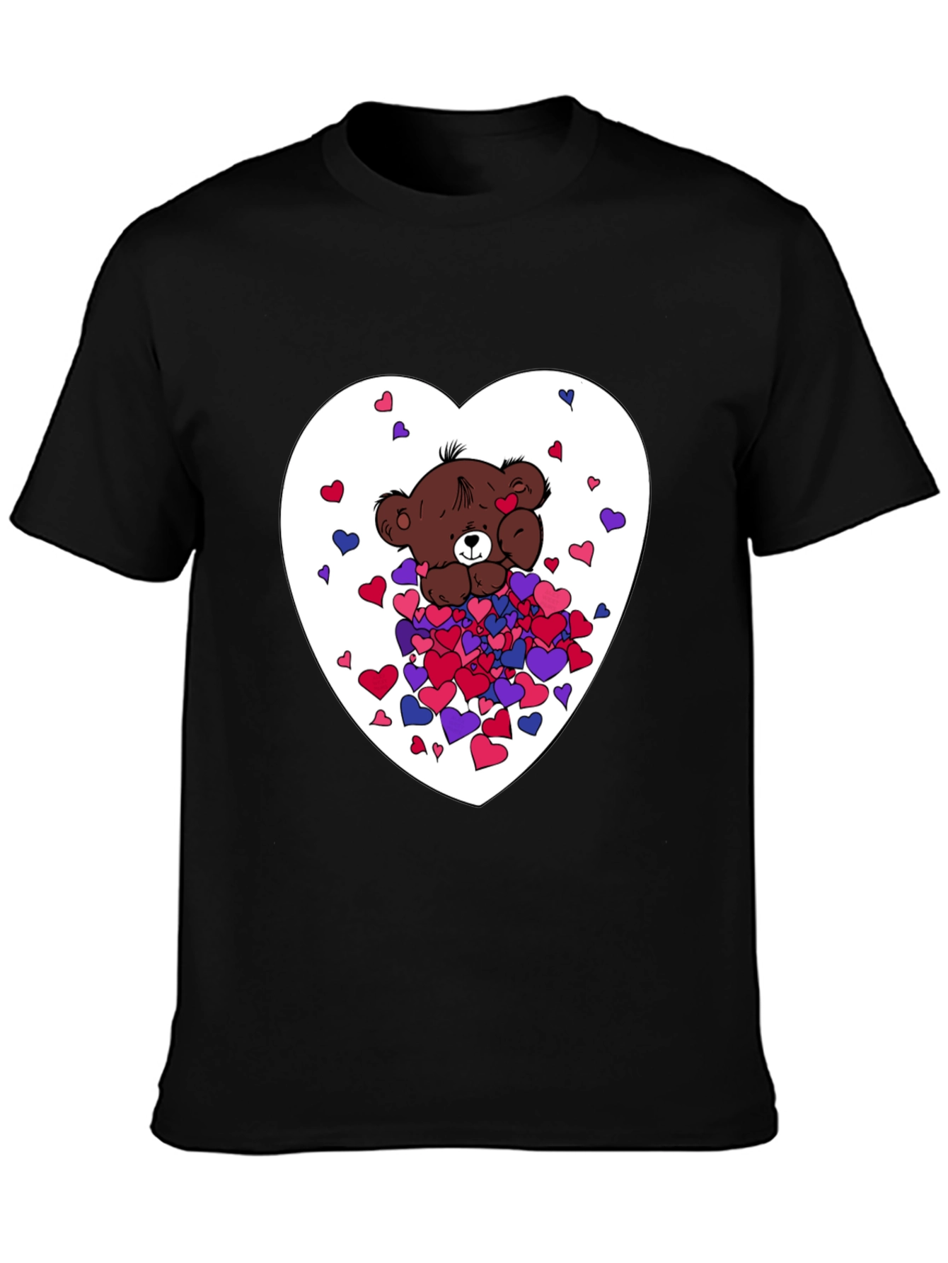 Black Bear Hug Heart Graphic Tee - Black view 3