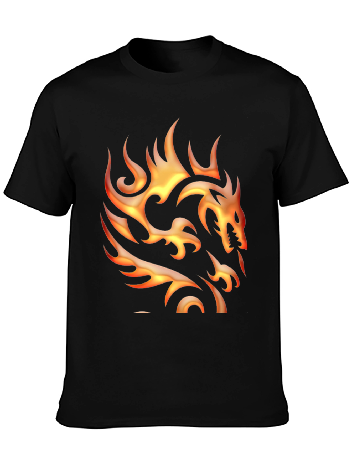 Black Fiery Dragon Graphic T-Shirt - Bold Black Tee view 3