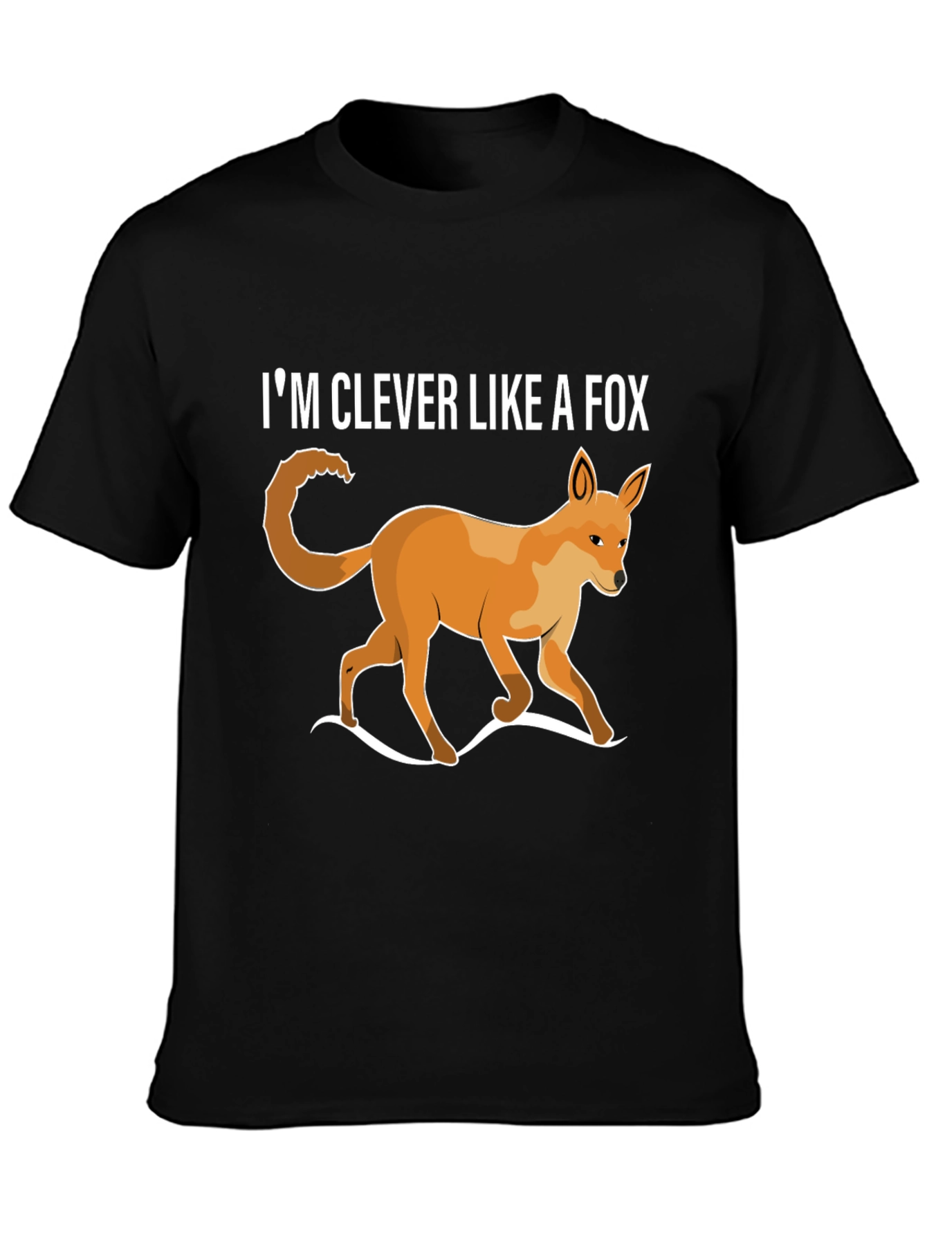 Black Clever Like A Fox T-Shirt - Unique Animal Design view 3