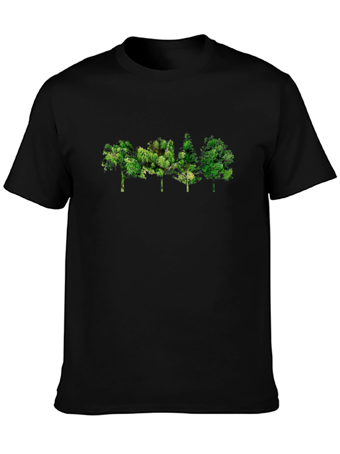 Black Men's Black Tree Graphic Tee - Nature Inspired Design view 3