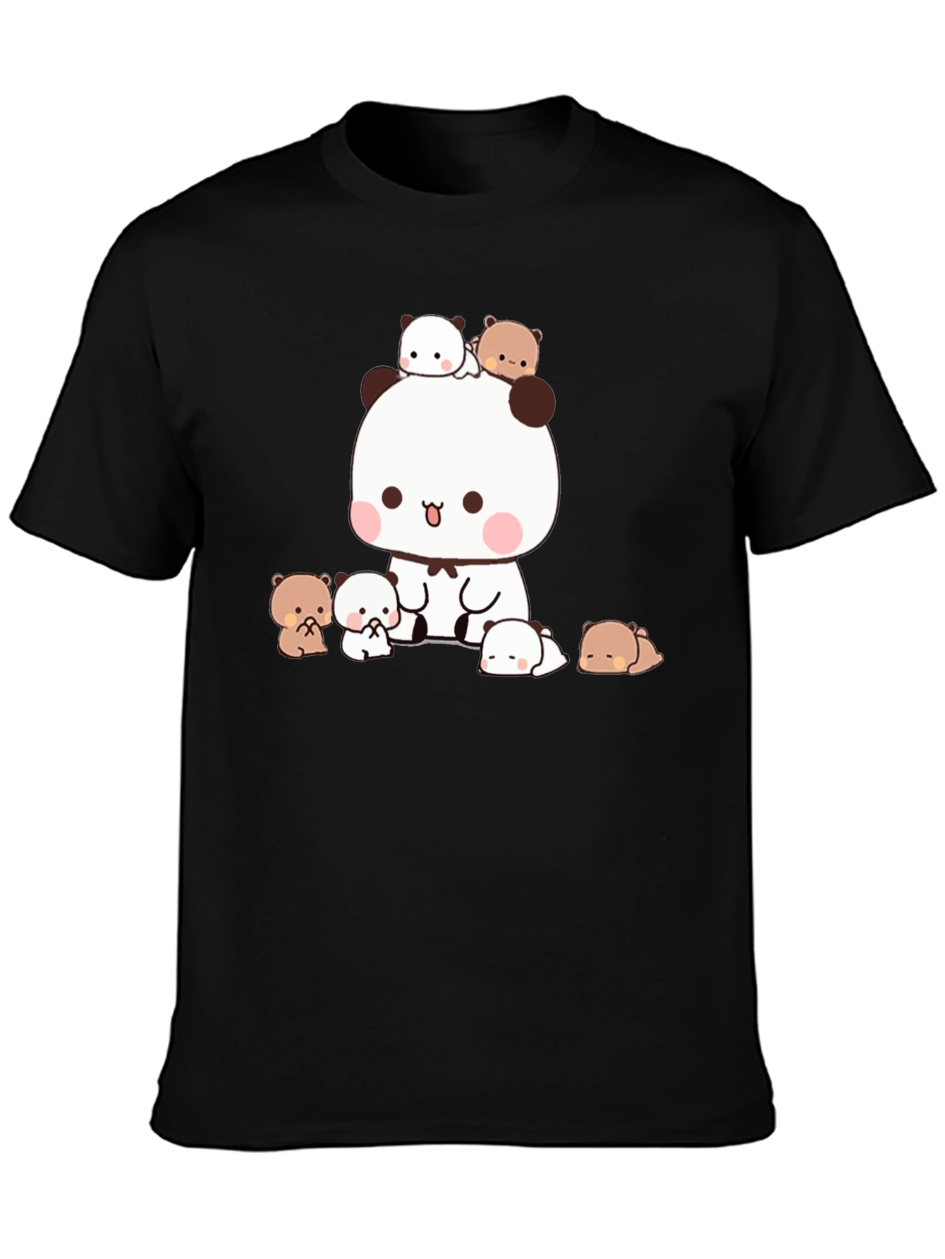 Black Cute Panda & Bear Graphic Tee - Black view 3