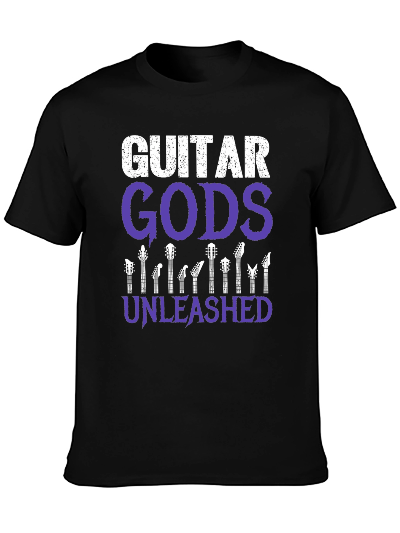 Black Guitar Gods Unleashed Graphic Tee - Black Cotton T-Shirt view 3