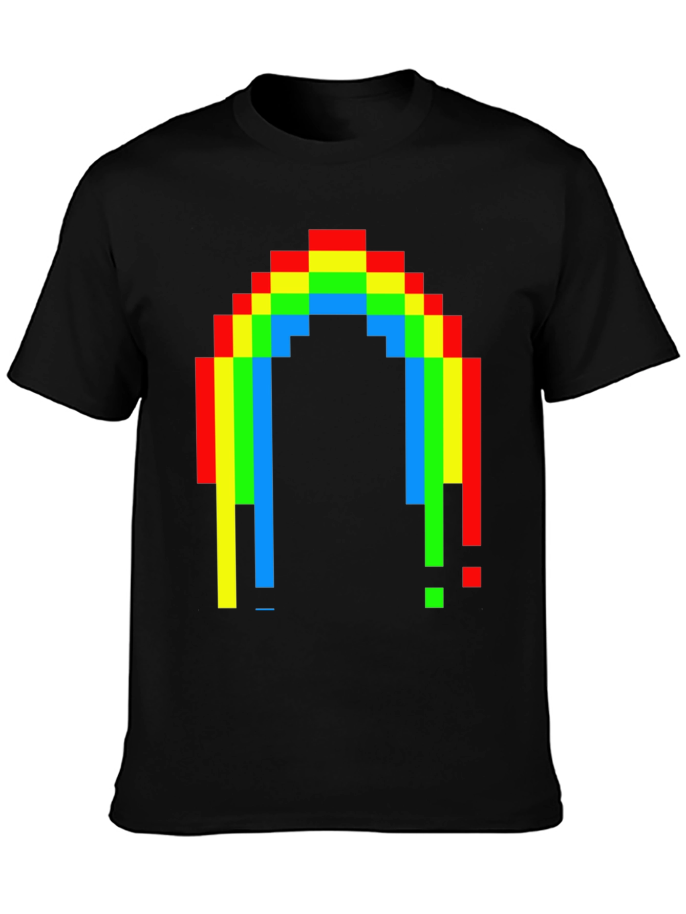 Black Pixel Rainbow Graphic Tee - Black Cotton Blend view 3