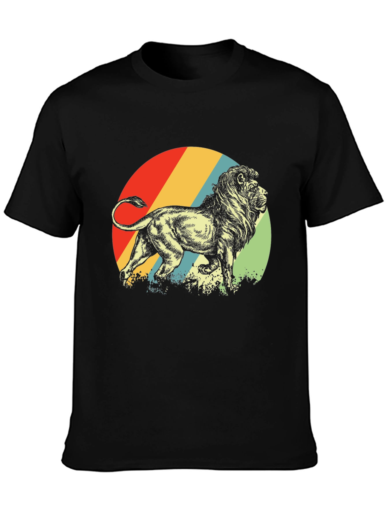 Black Retro Lion Graphic Tee view 3