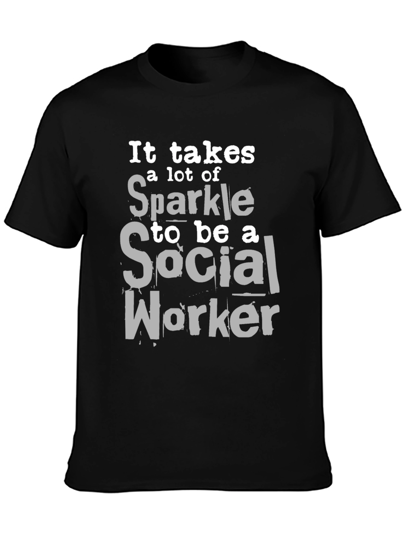 Black Sparkle Social Worker Tee - Soft Cotton Blend view 3