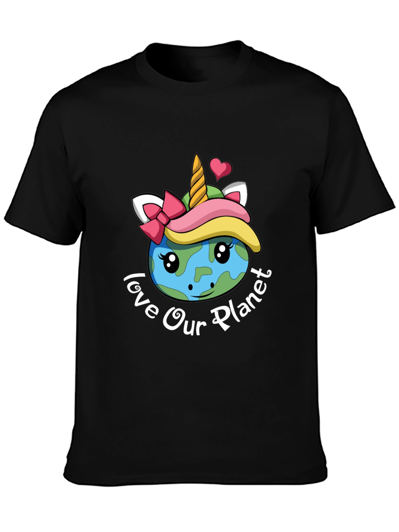 Black Love Our Planet Unicorn Earth T-Shirt view 3