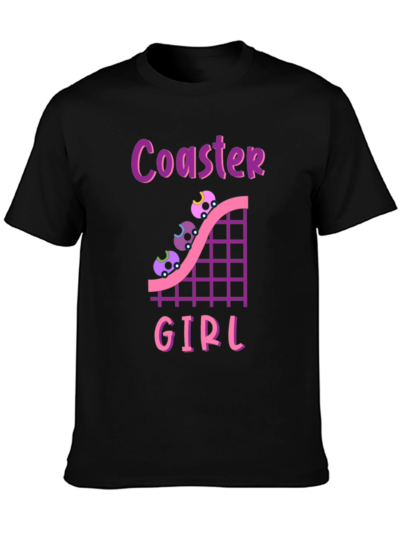 Black Coaster Girl Graphic Tee - Fun Rollercoaster Shirt view 3