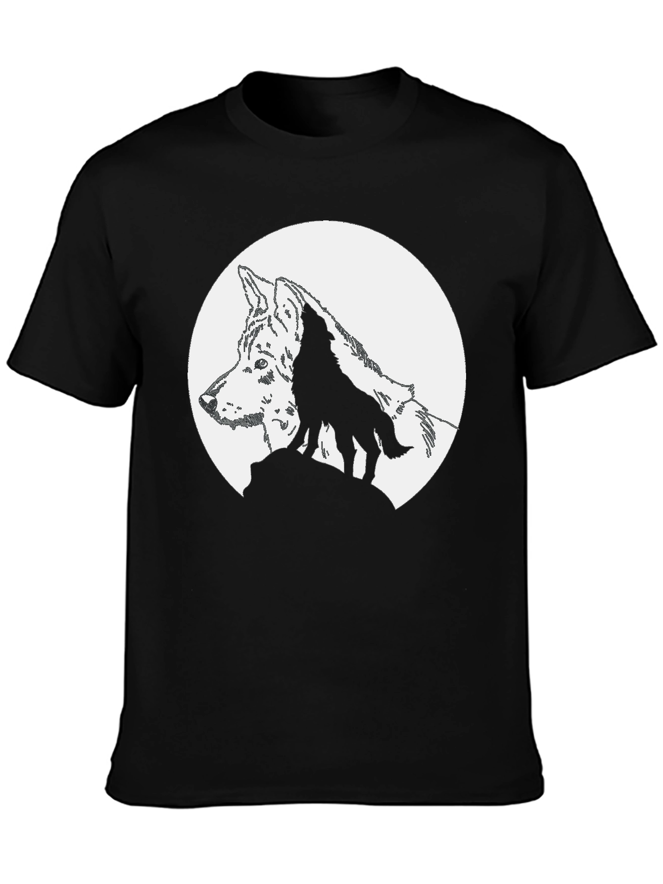 Black Wolf Moon Graphic T-Shirt - Black view 3
