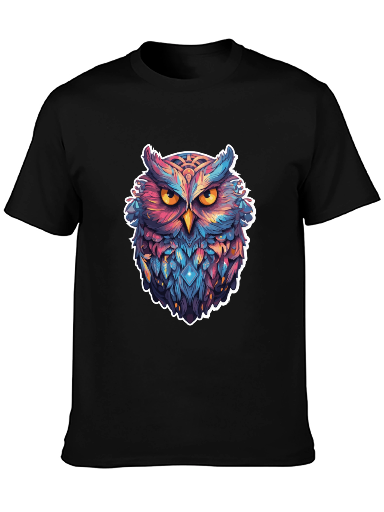 Black Mystic Owl Graphic Tee - Black Cotton Blend view 3