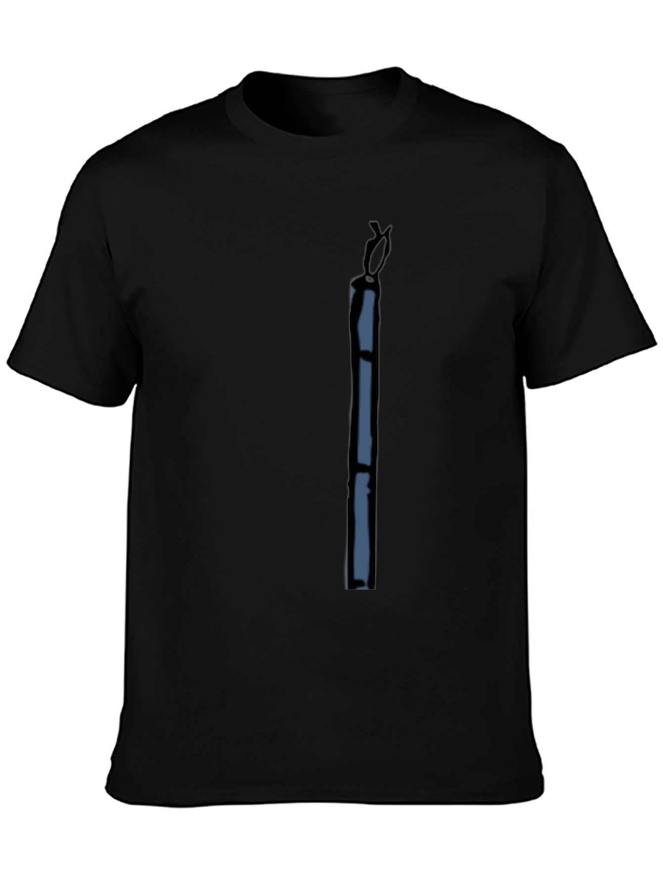 Black T-Shirt with Abstract Blue Design - 3