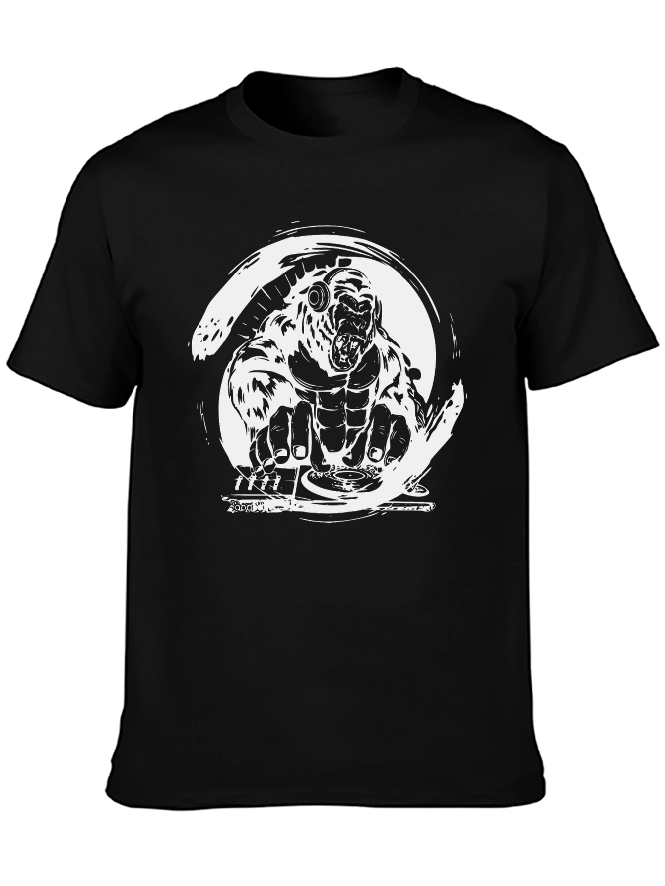 Black DJ Gorilla Graphic T-Shirt - Black view 3