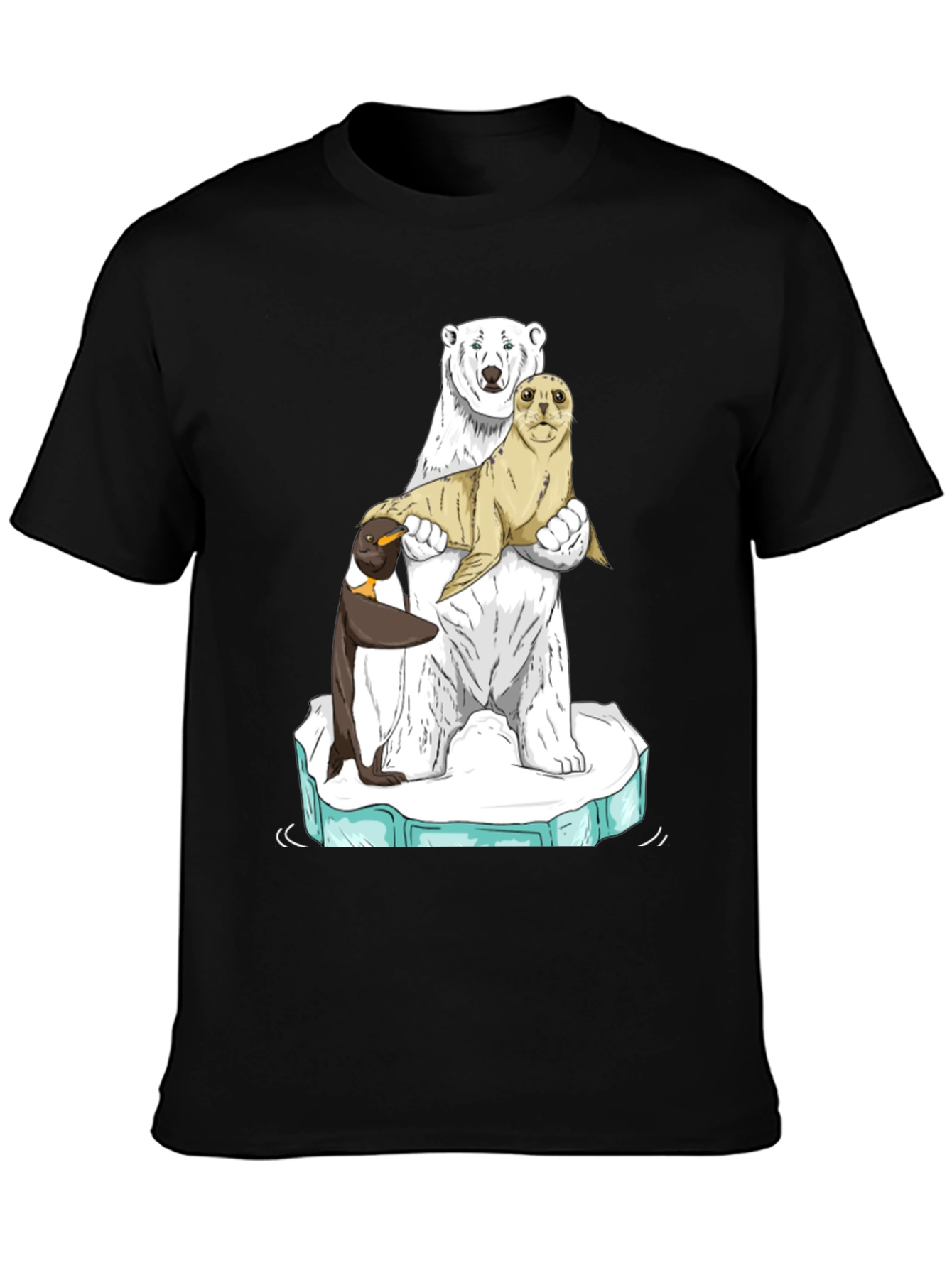 Black Polar Bear Seal Penguin T-Shirt view 3