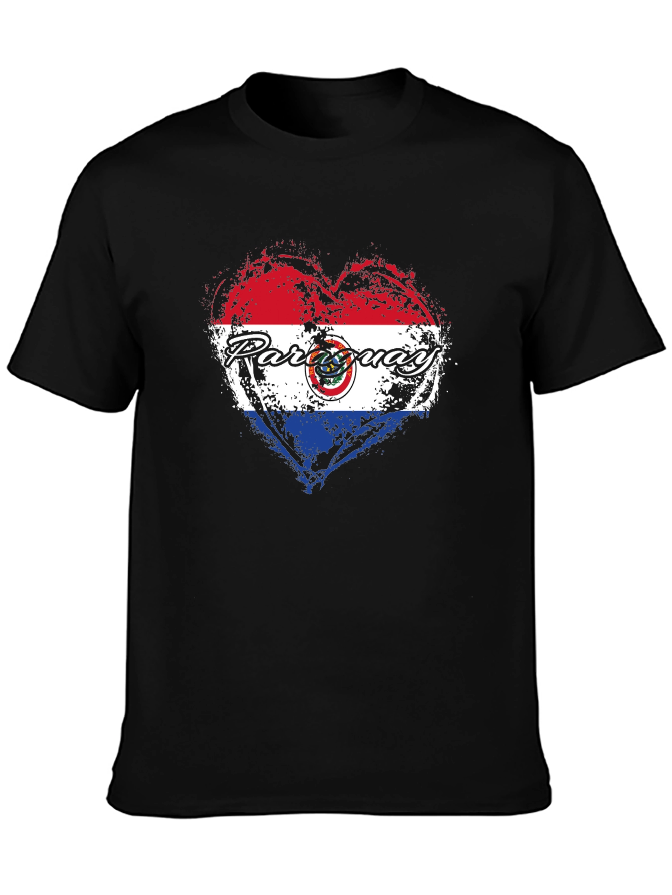 Black Paraguay Heart Flag T-Shirt - Patriotic Pride view 3