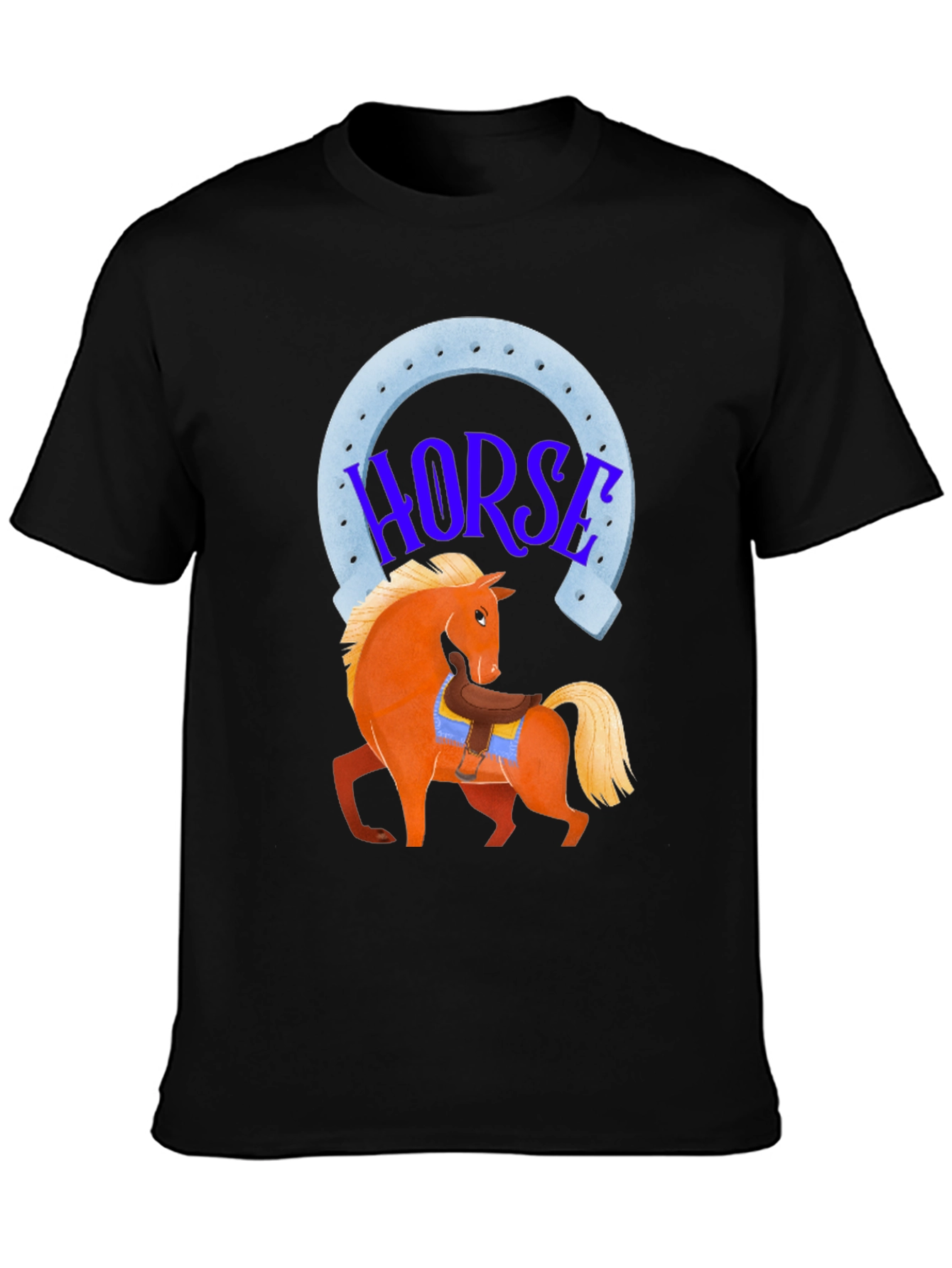 Black Horse Graphic Tee - Lucky Horseshoe Design view 3