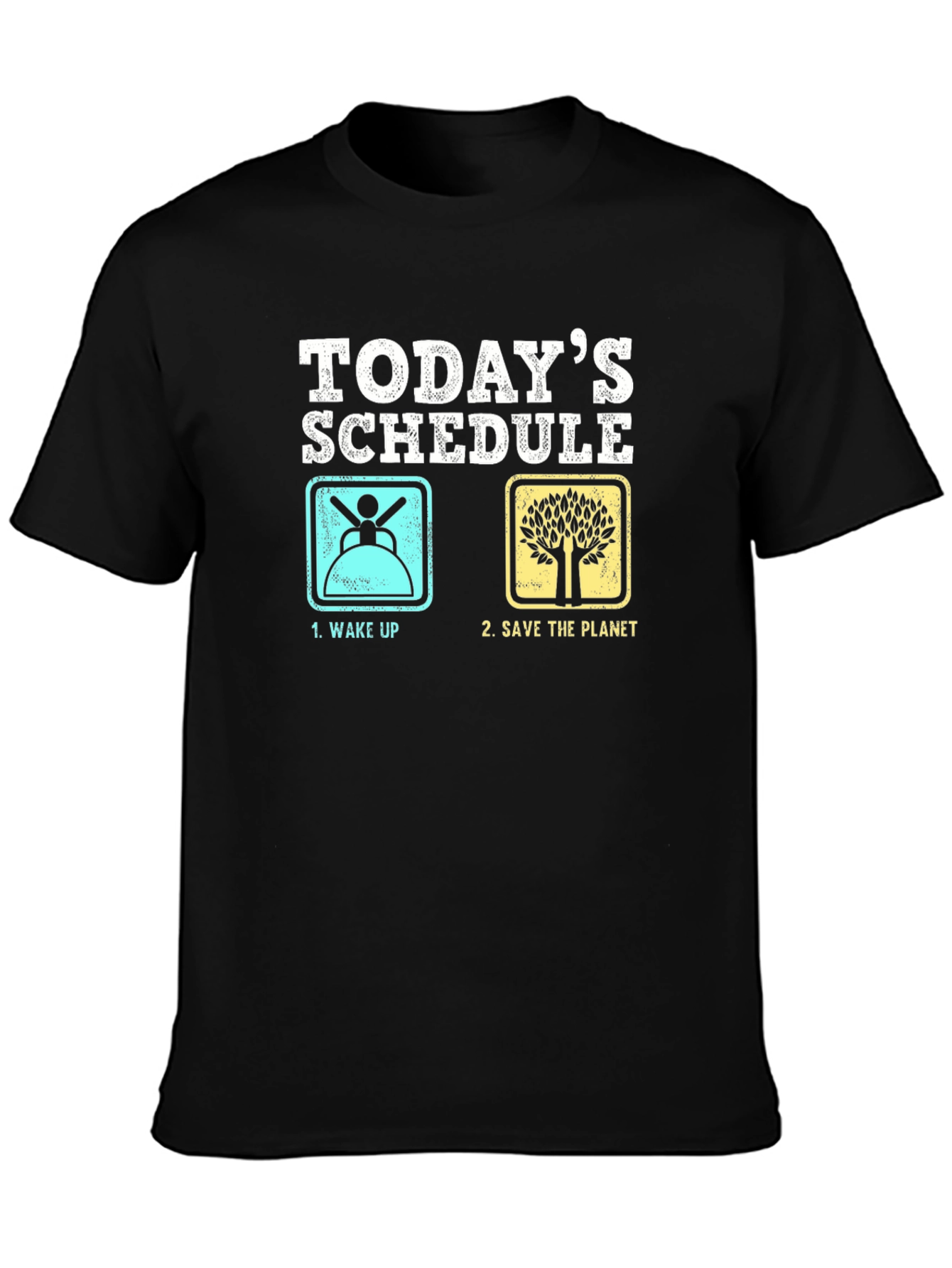 Black Funny Today's Schedule Graphic T-Shirt view 3