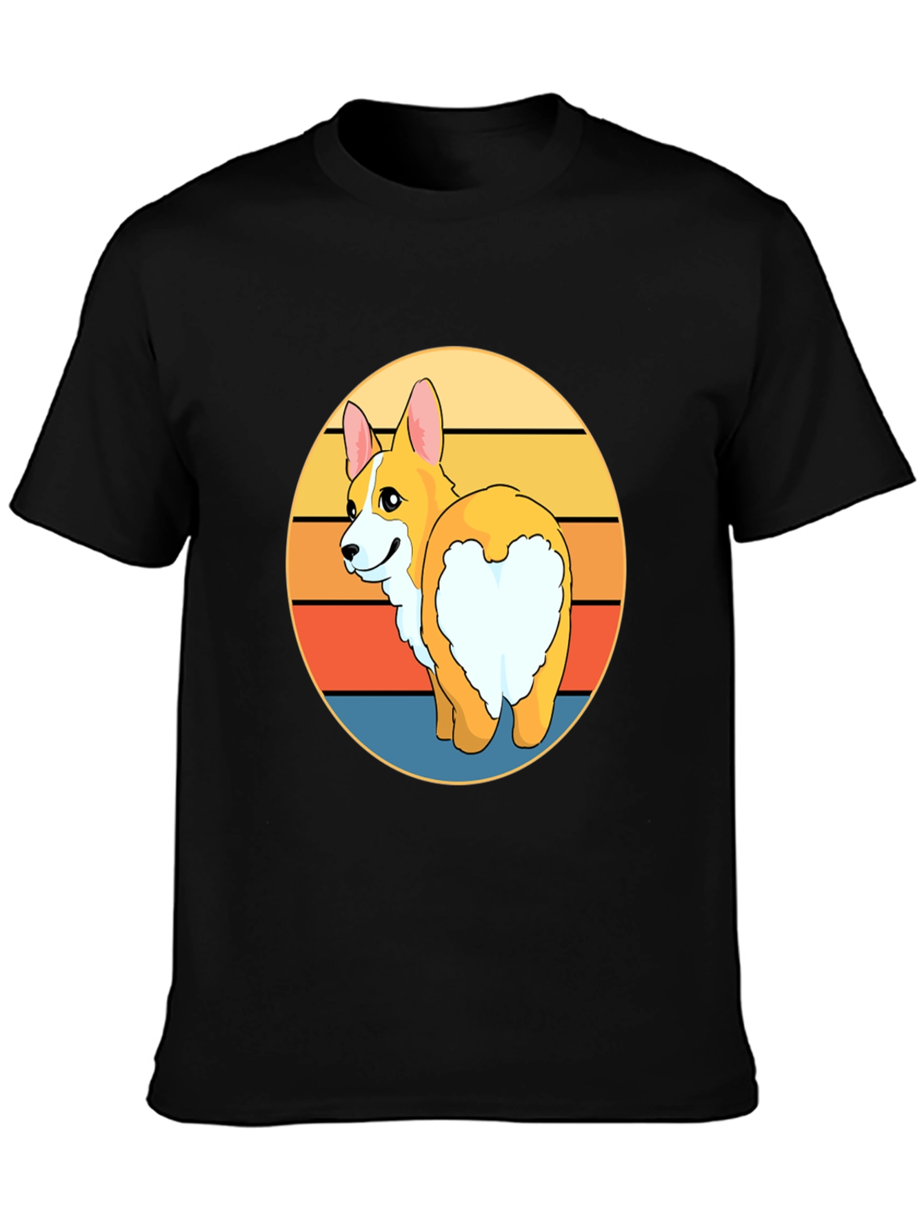 Black Corgi Butt Sunset T-Shirt - Funny Dog Lover Tee view 3