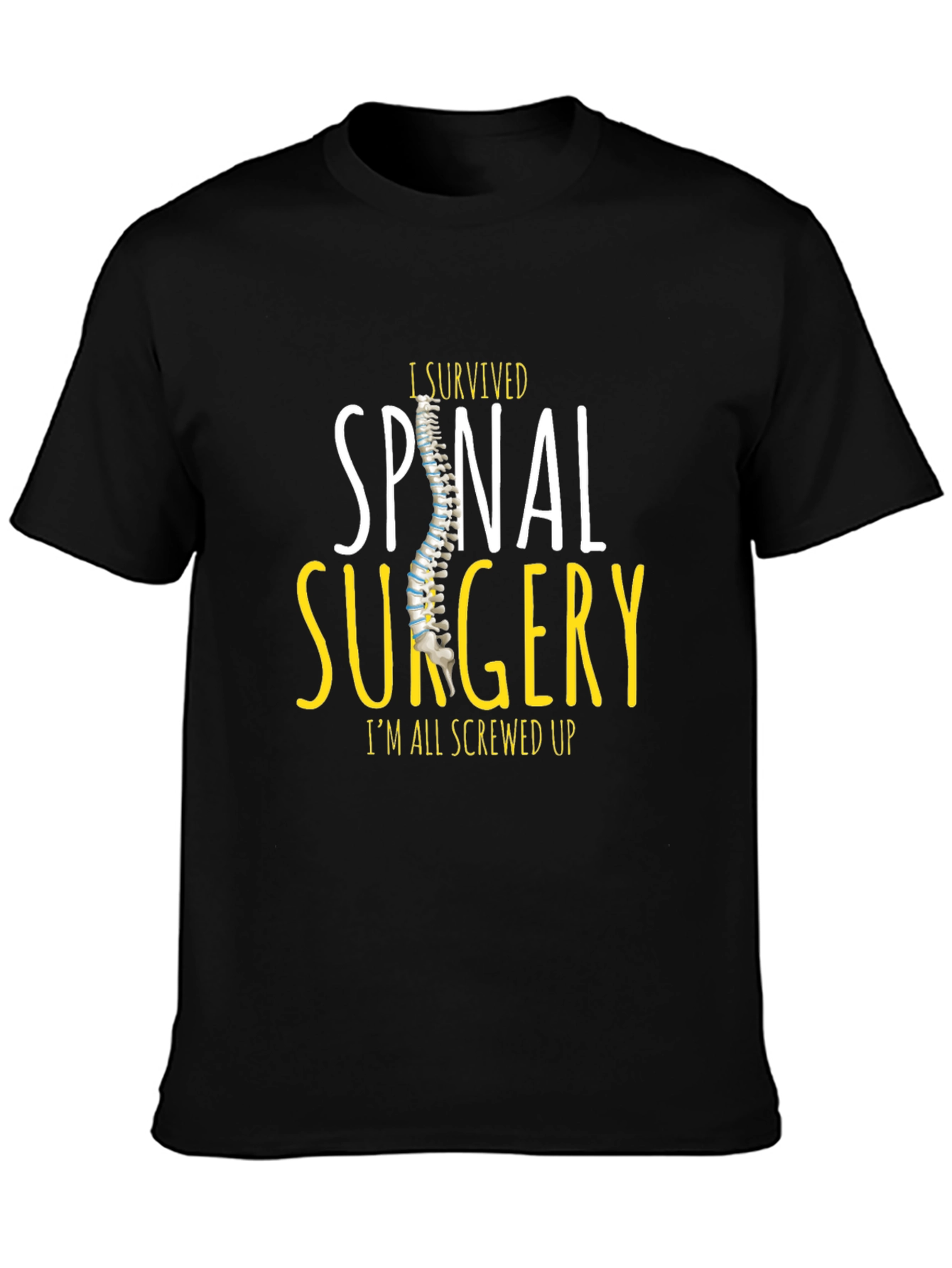 Black Spinal Surgery Survivor Tee - Humorous Recovery Shirt view 3
