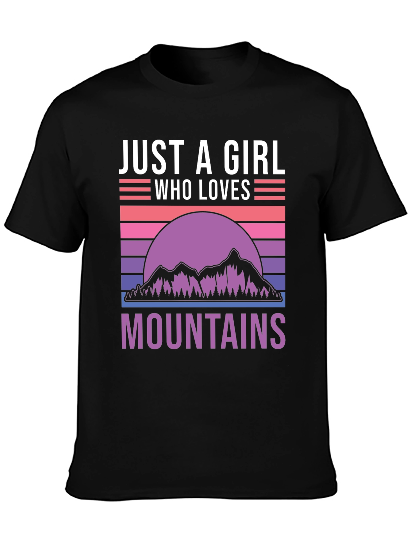 Black Just a Girl Who Loves Mountains T-Shirt view 3