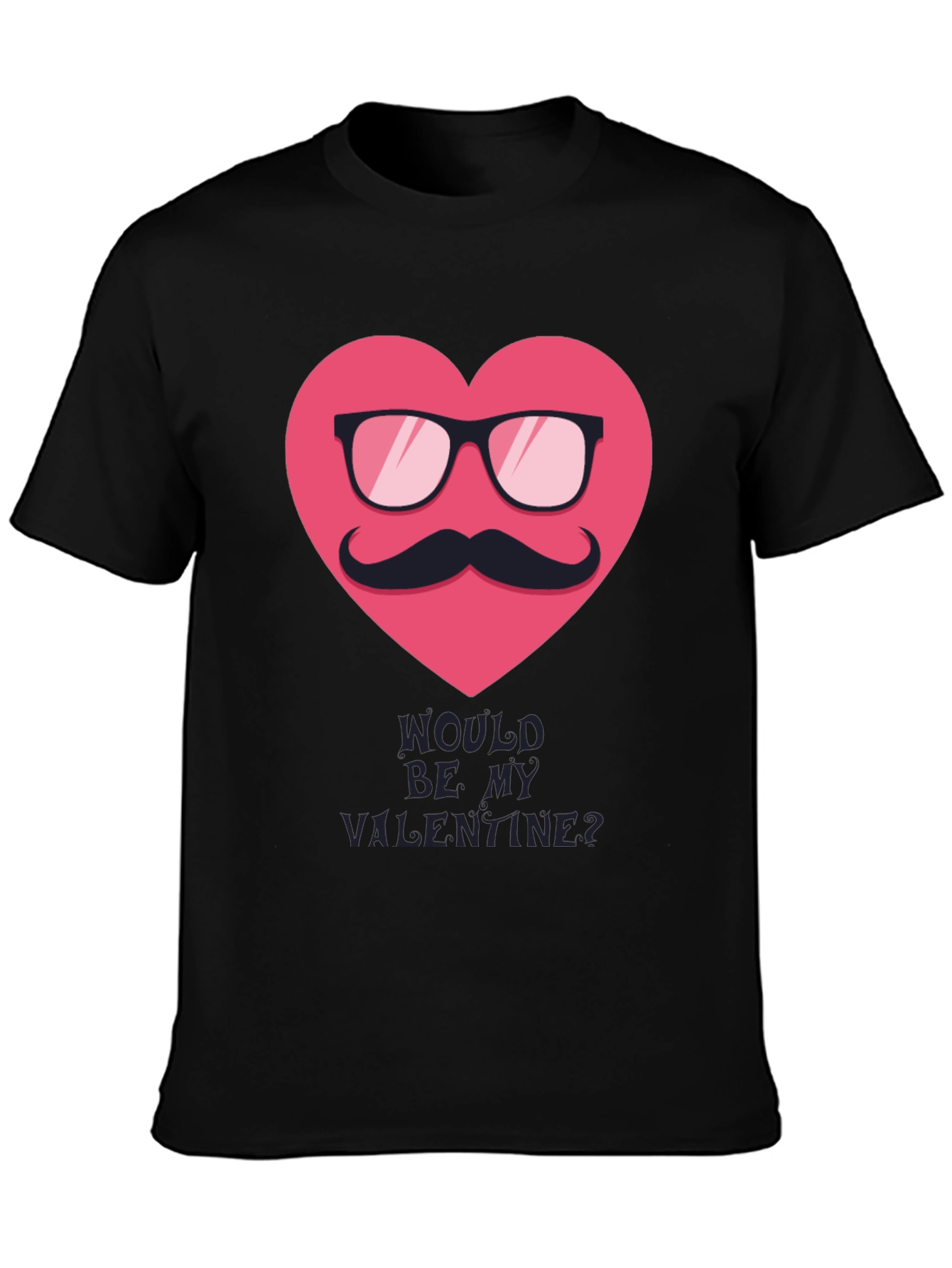 Black Valentine's Day Mustache Heart Graphic Tee view 3