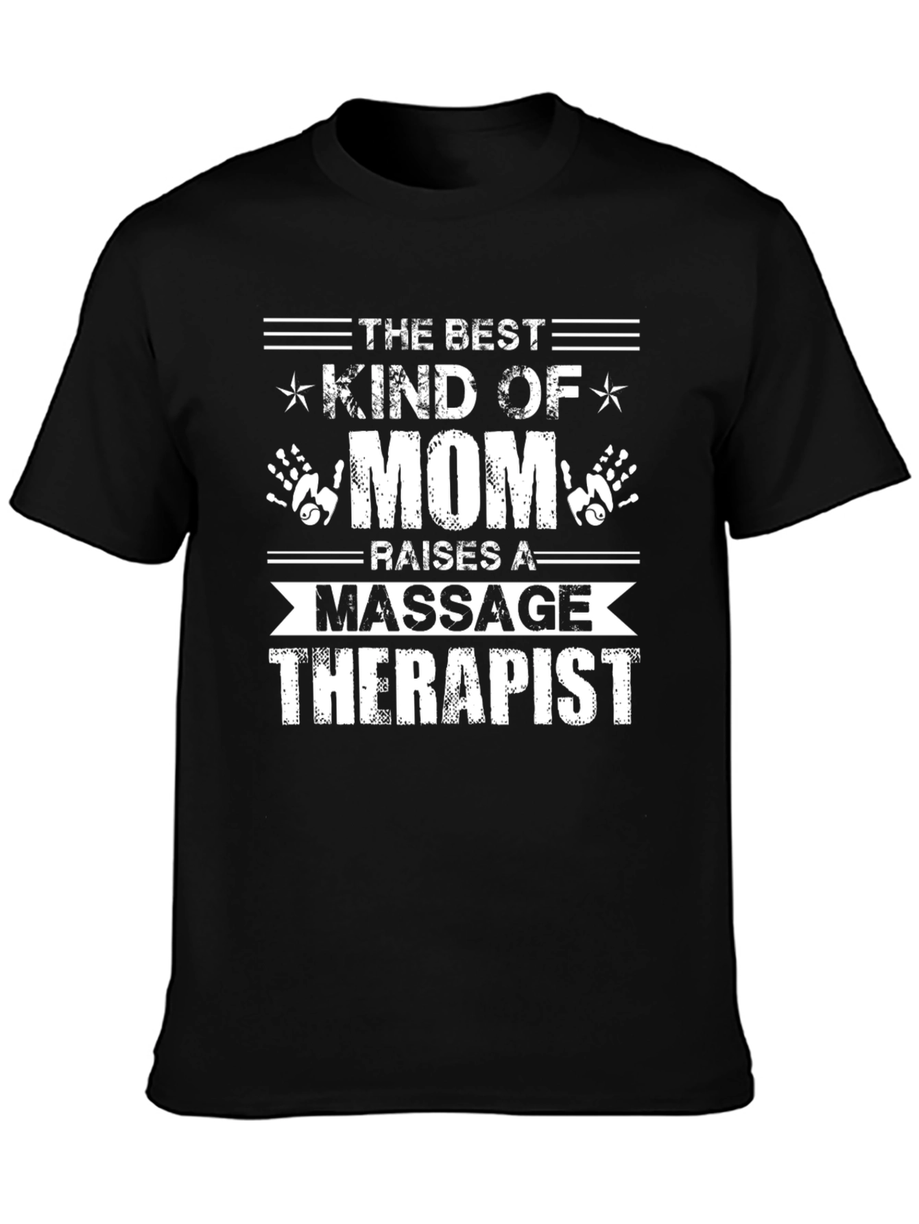 Black Best Mom Massage Therapist T-Shirt view 3