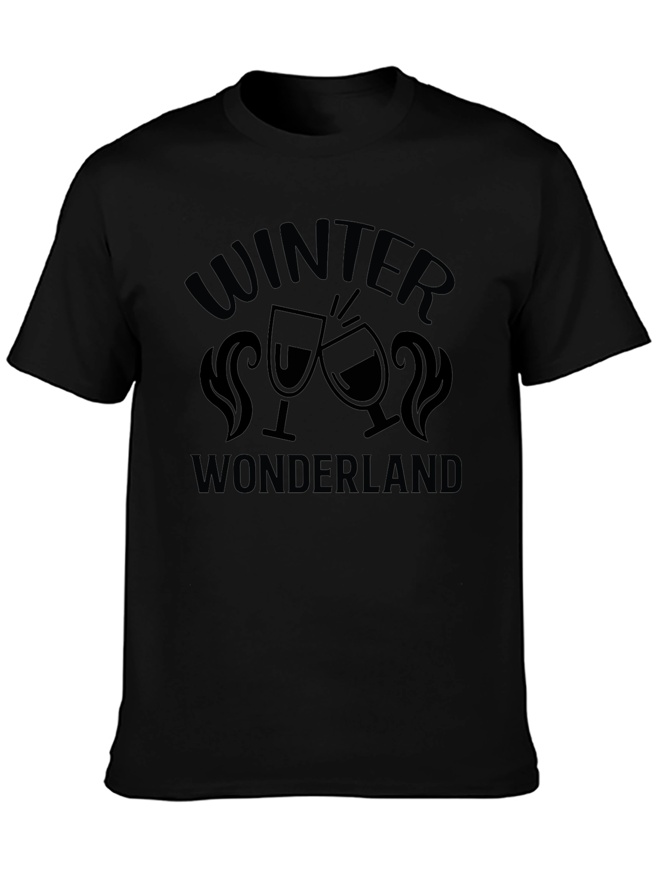 Black Winter Wonderland T-Shirt, Black, Holiday Cheer view 3