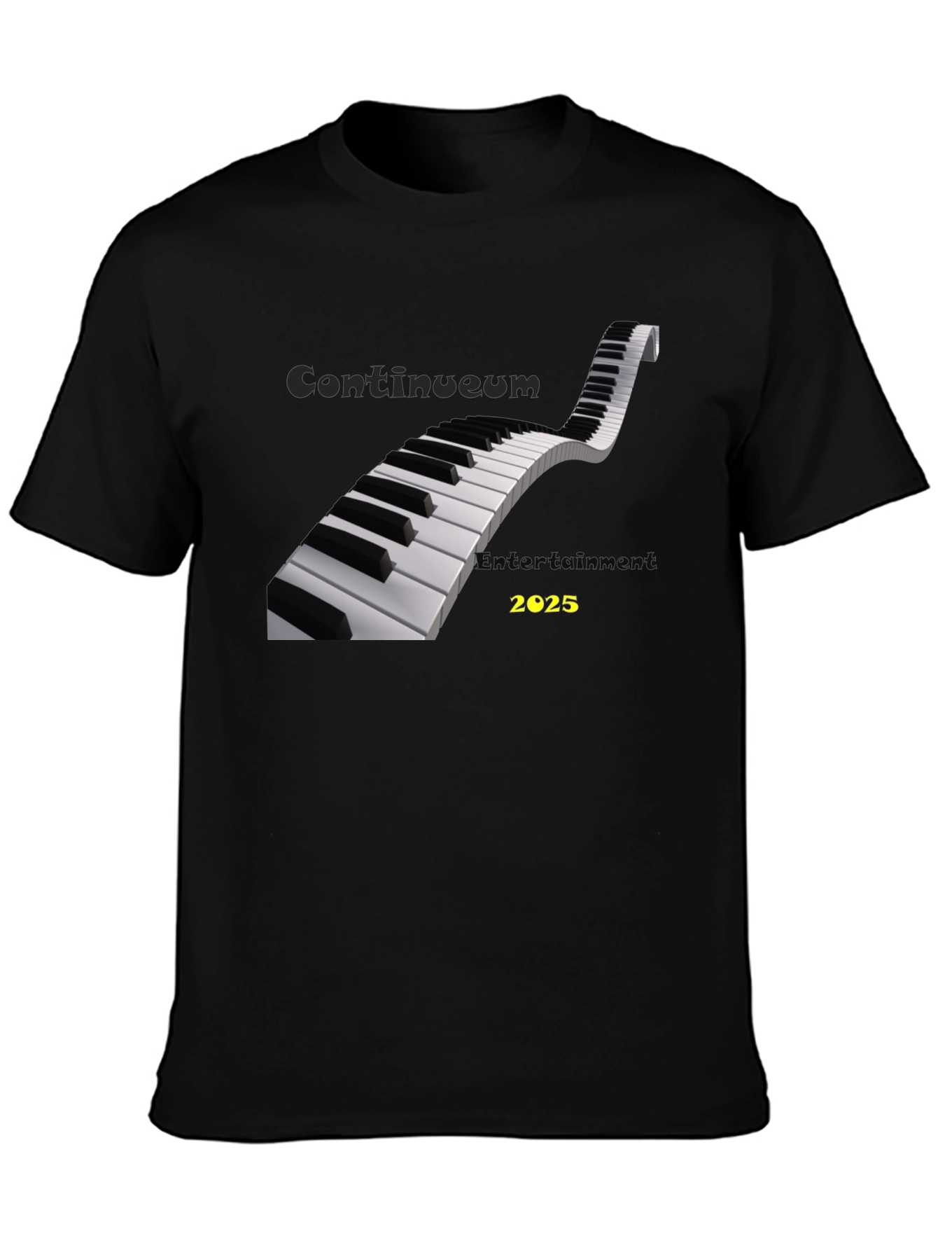 Black Piano Keys T-Shirt - Continuum Entertainment 2025 Black Tee view 3