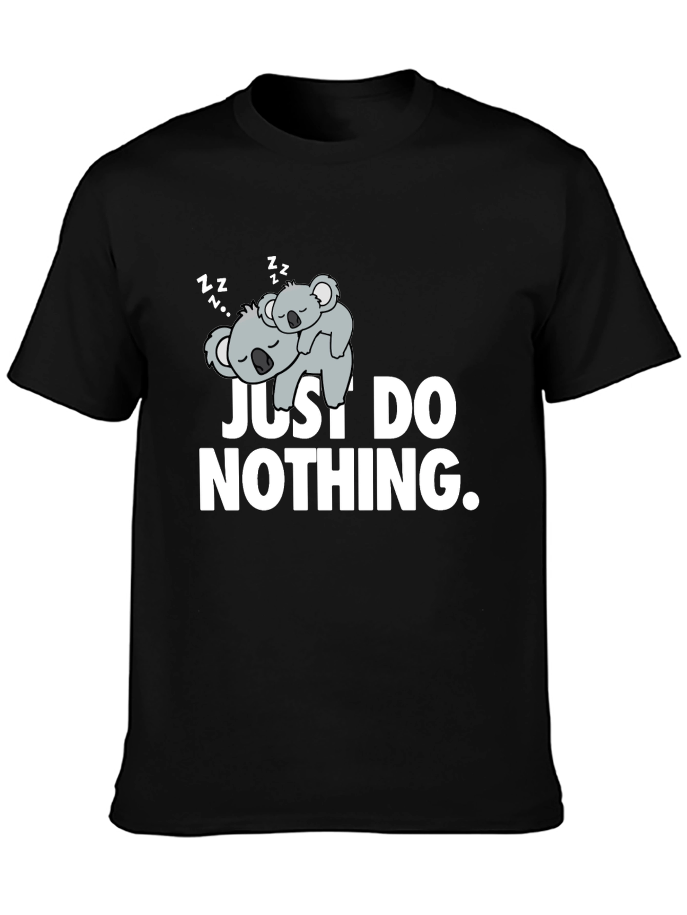 Black Lazy Koala Graphic T-Shirt - Just Do Nothing view 3