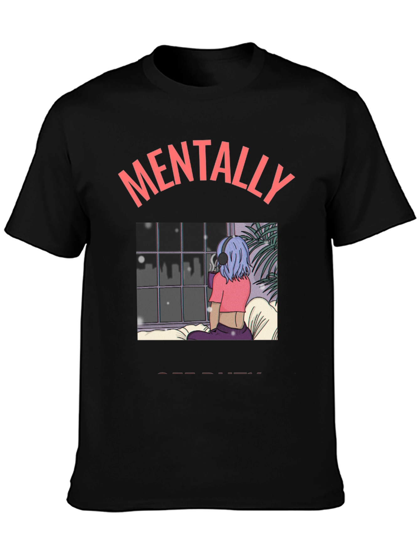 Black Mentally Elsewhere Graphic Tee - Unisex Black T-Shirt view 3