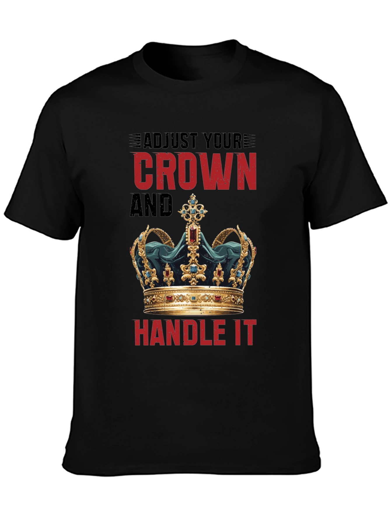 Black Adjust Your Crown Graphic Tee - Men's Black T-Shirt view 3