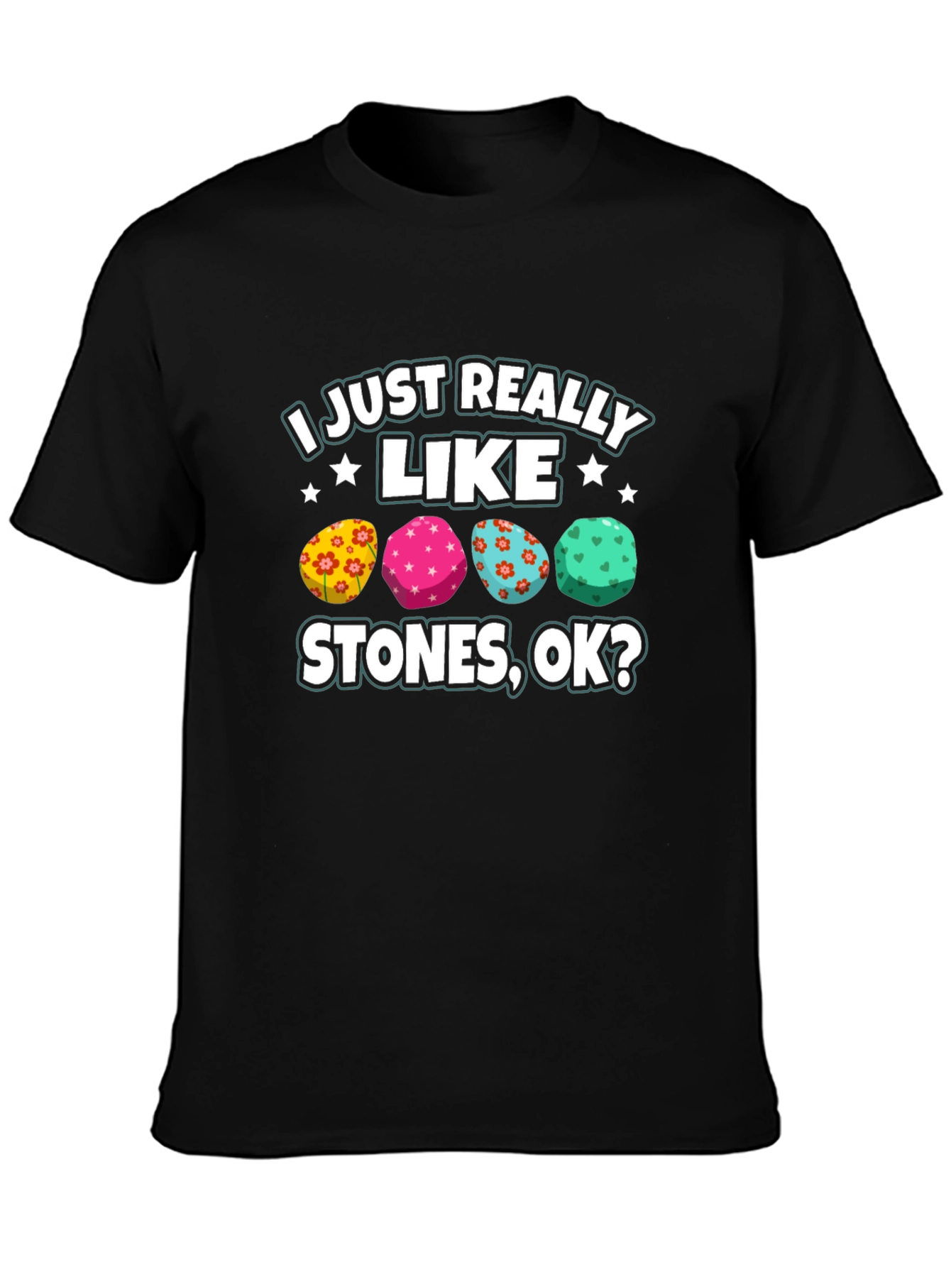 Black I Just Really Like Stones Graphic Tee view 3
