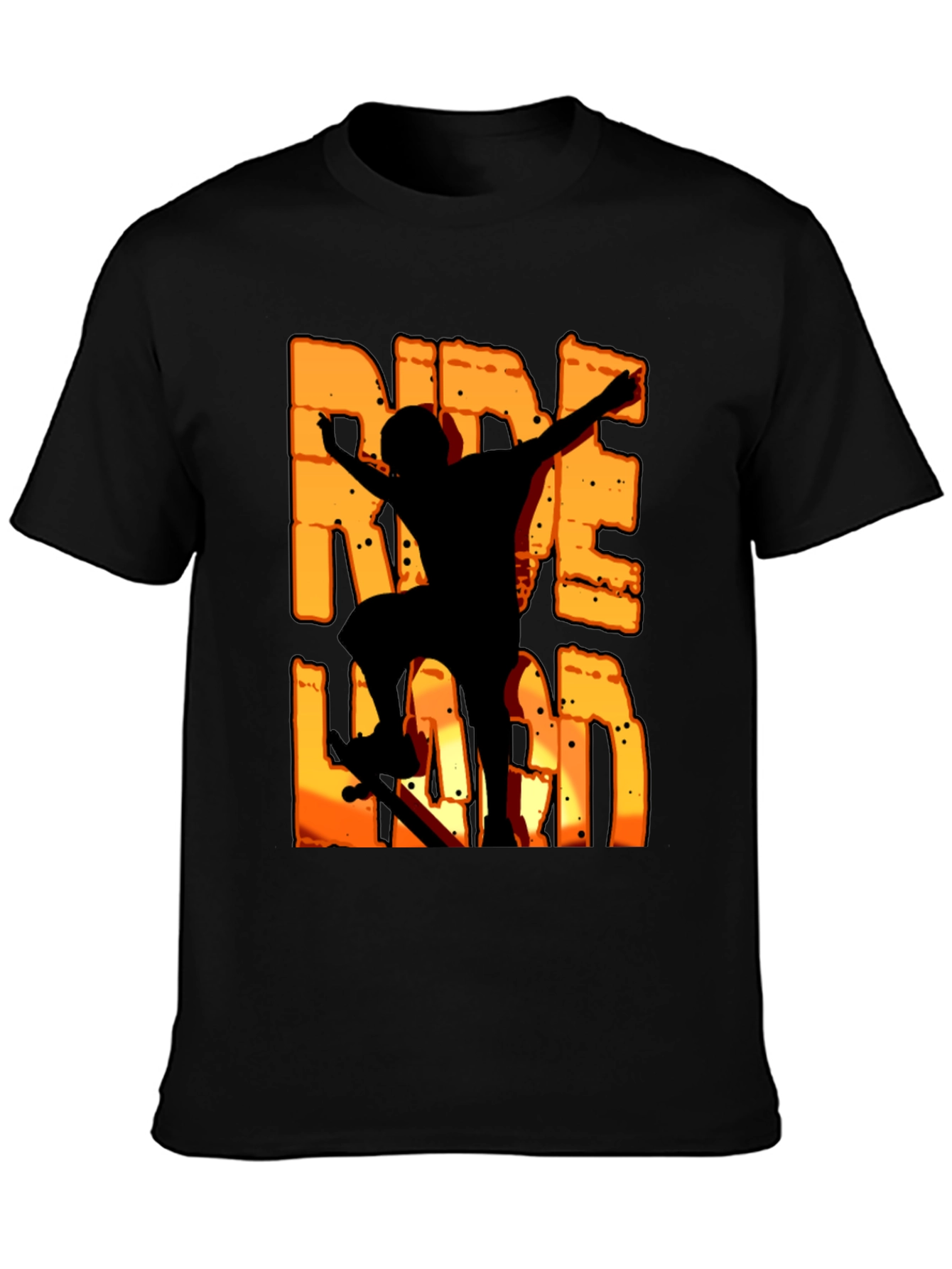 Black Ride Hard Black Graphic T-Shirt view 3