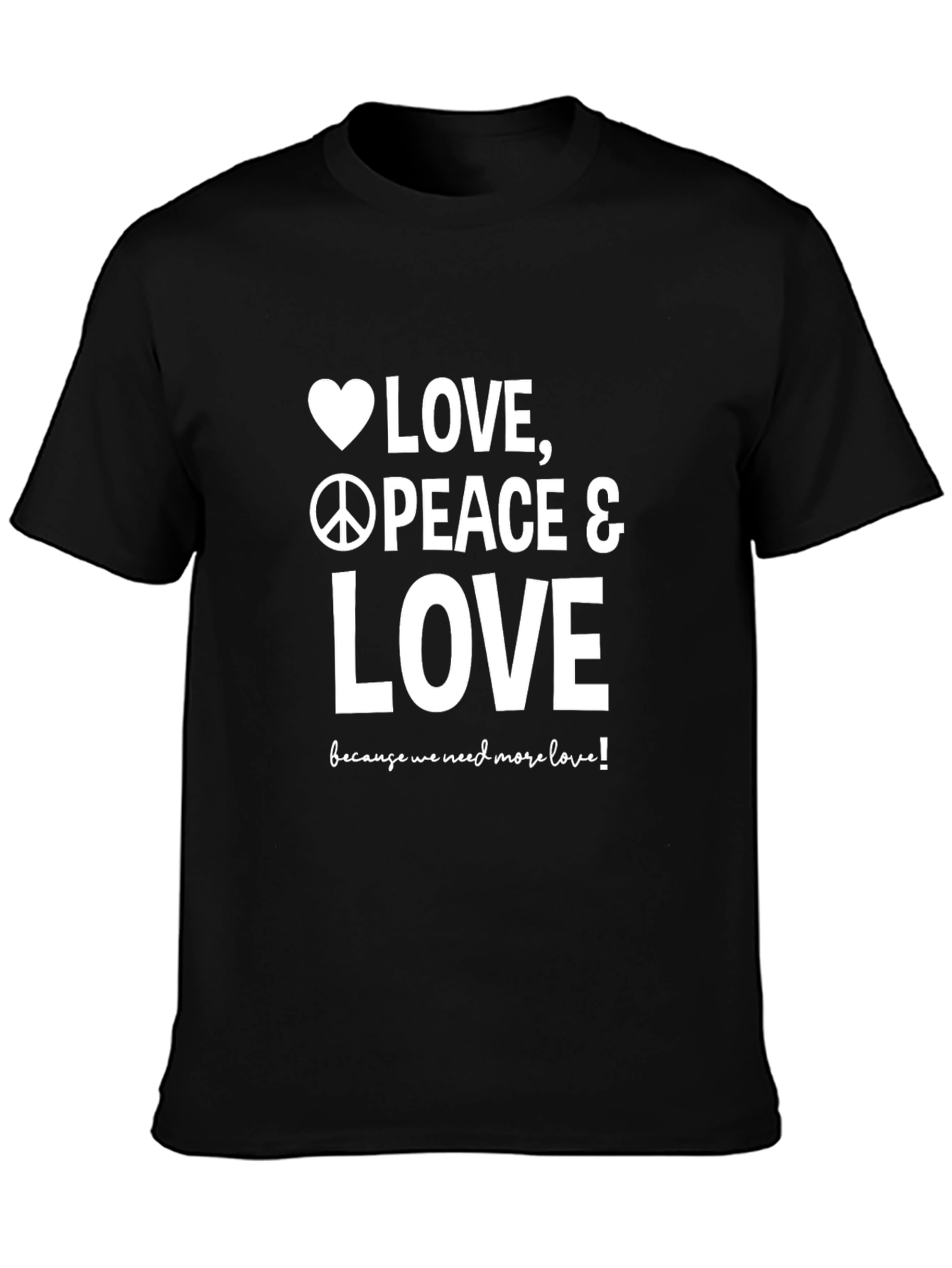Black Love Peace T-Shirt - Black, Graphic Tee view 3