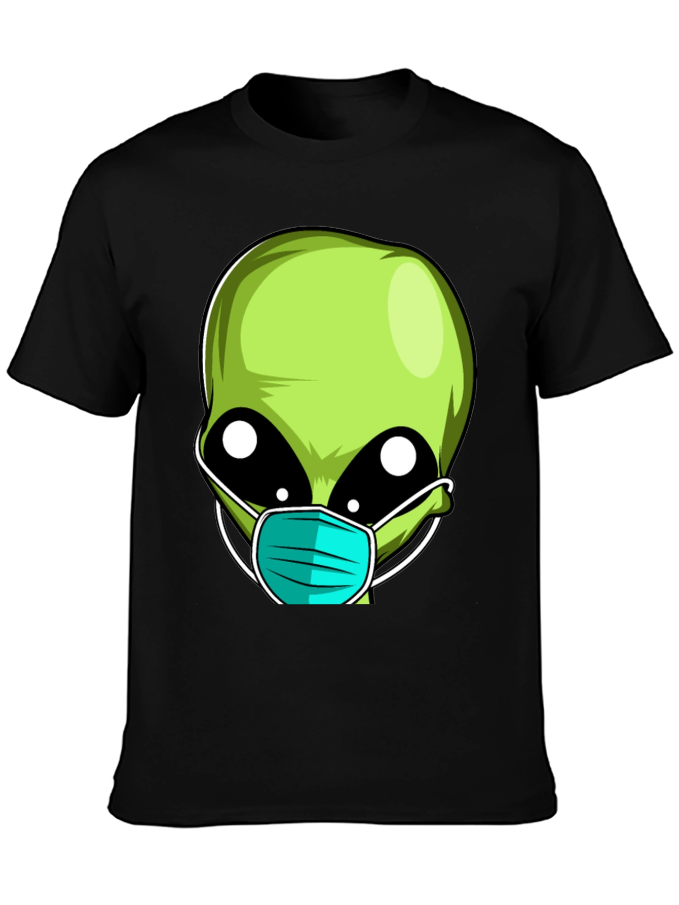 Black Alien Face Mask Novelty T-Shirt view 3